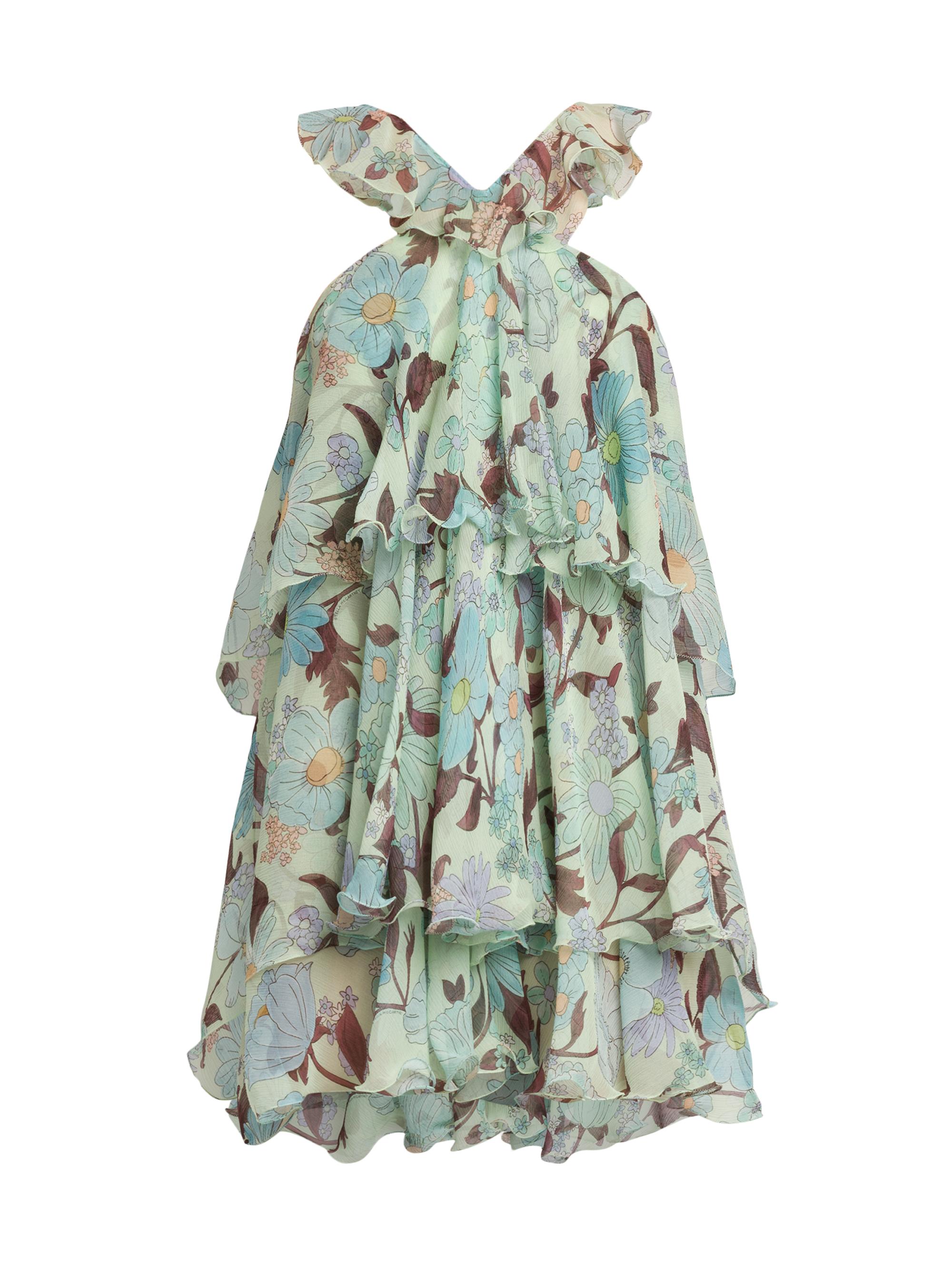 Stella McCartney Women's Garden-Print Silk Minidress - Multicolor Mint