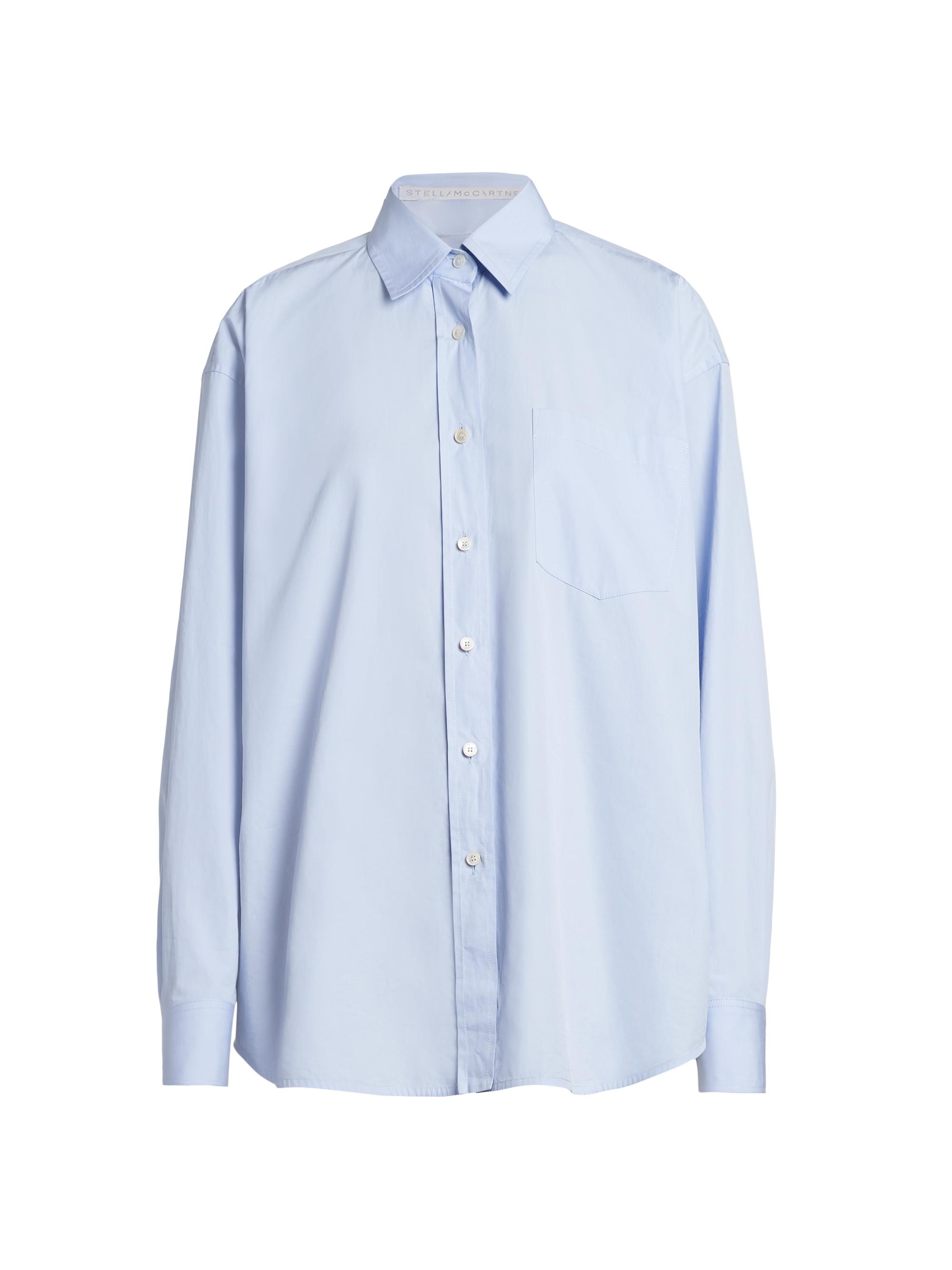 Stella McCartney Women's Floral-Back Chiffon Oversized Shirt - Sky Blue