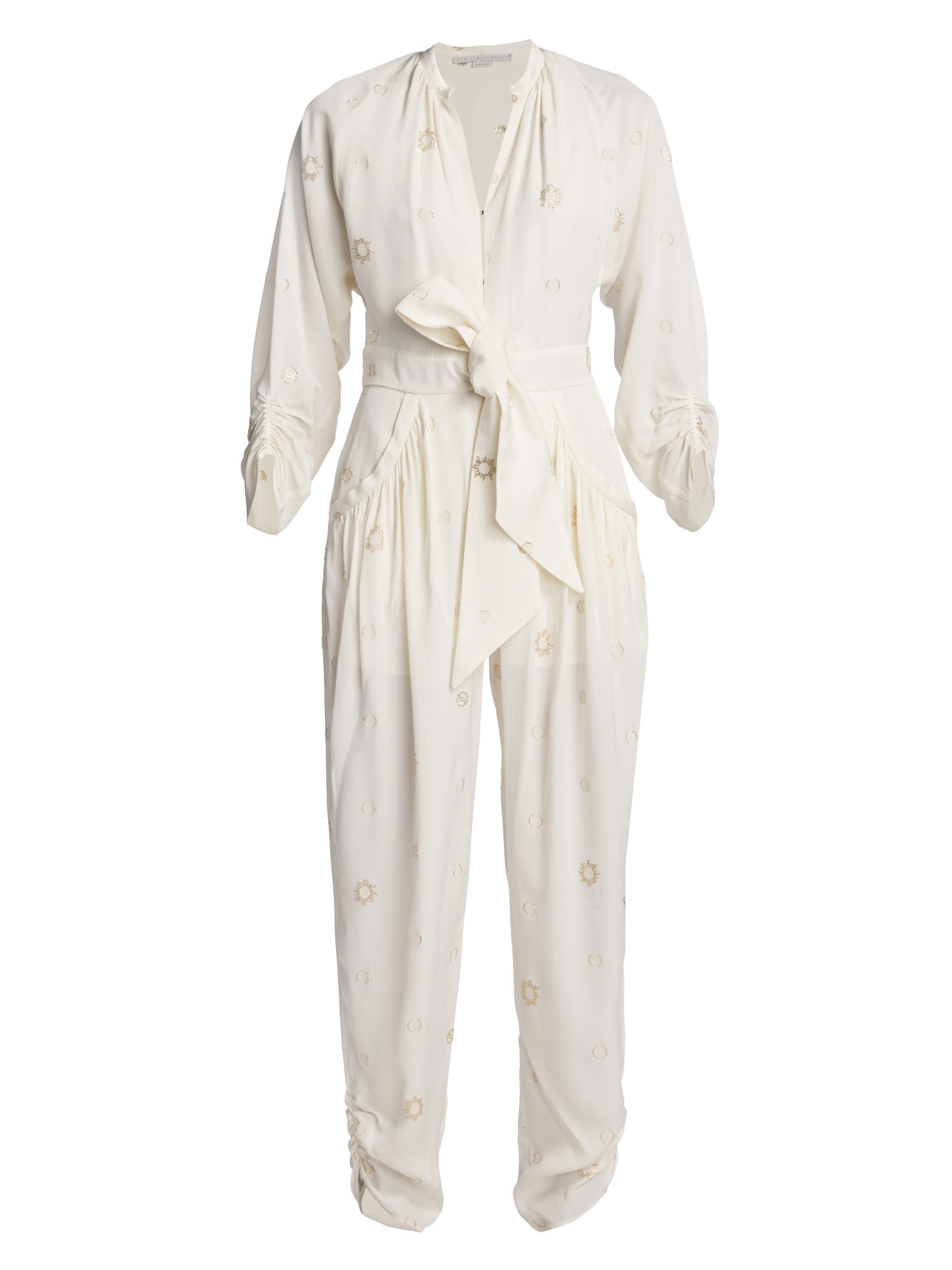 Stella McCartney Women's Metallic Tie-Front Jumpsuit - Natural