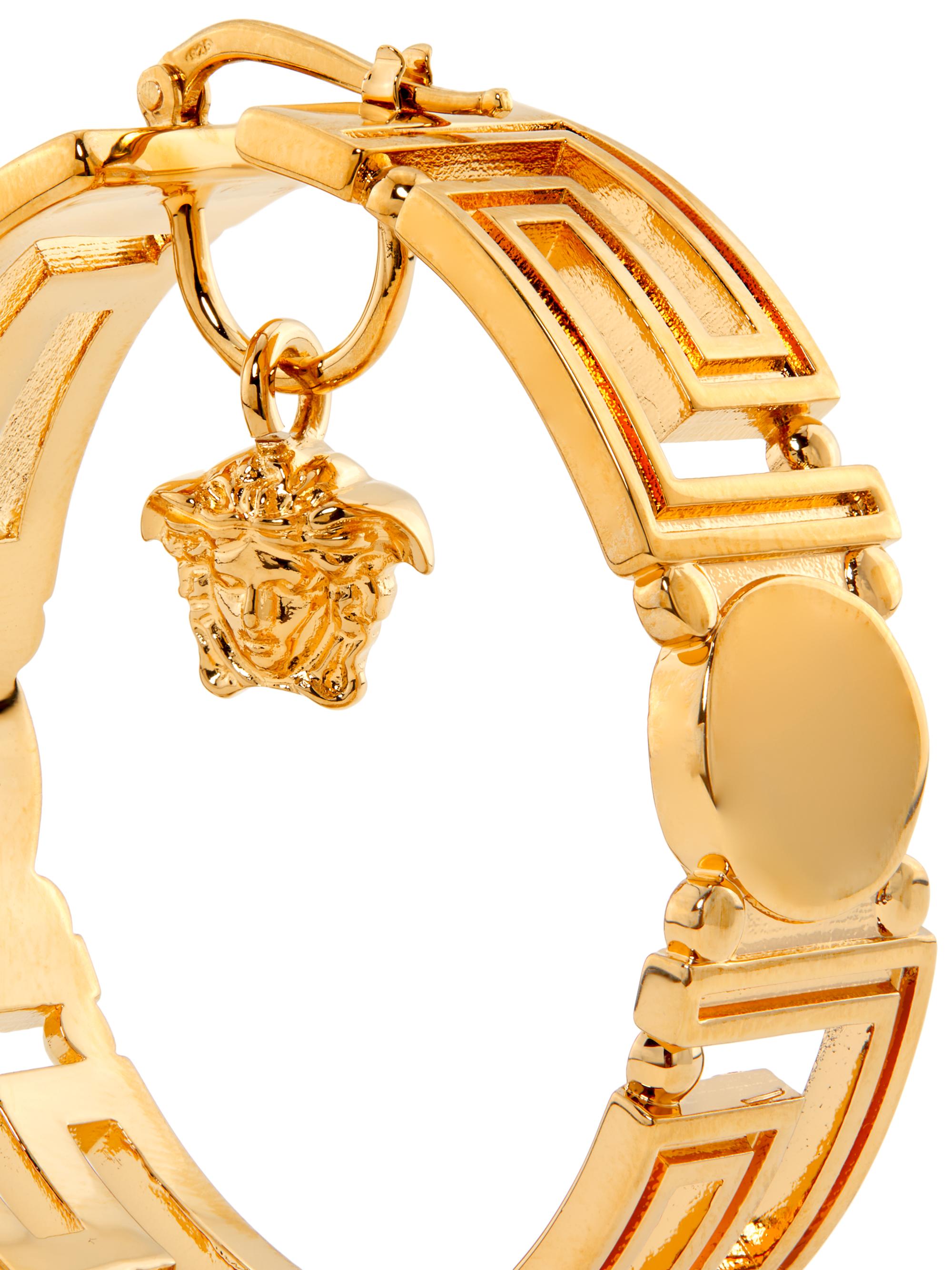 Versace Goldtone Greca & Medusa Head Hoop Earrings | Saks Fifth Avenue