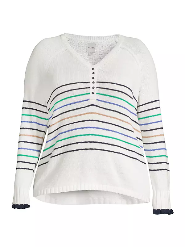 Shop NIC+ZOE, Plus Size Maritime Striped V-Neck Sweater