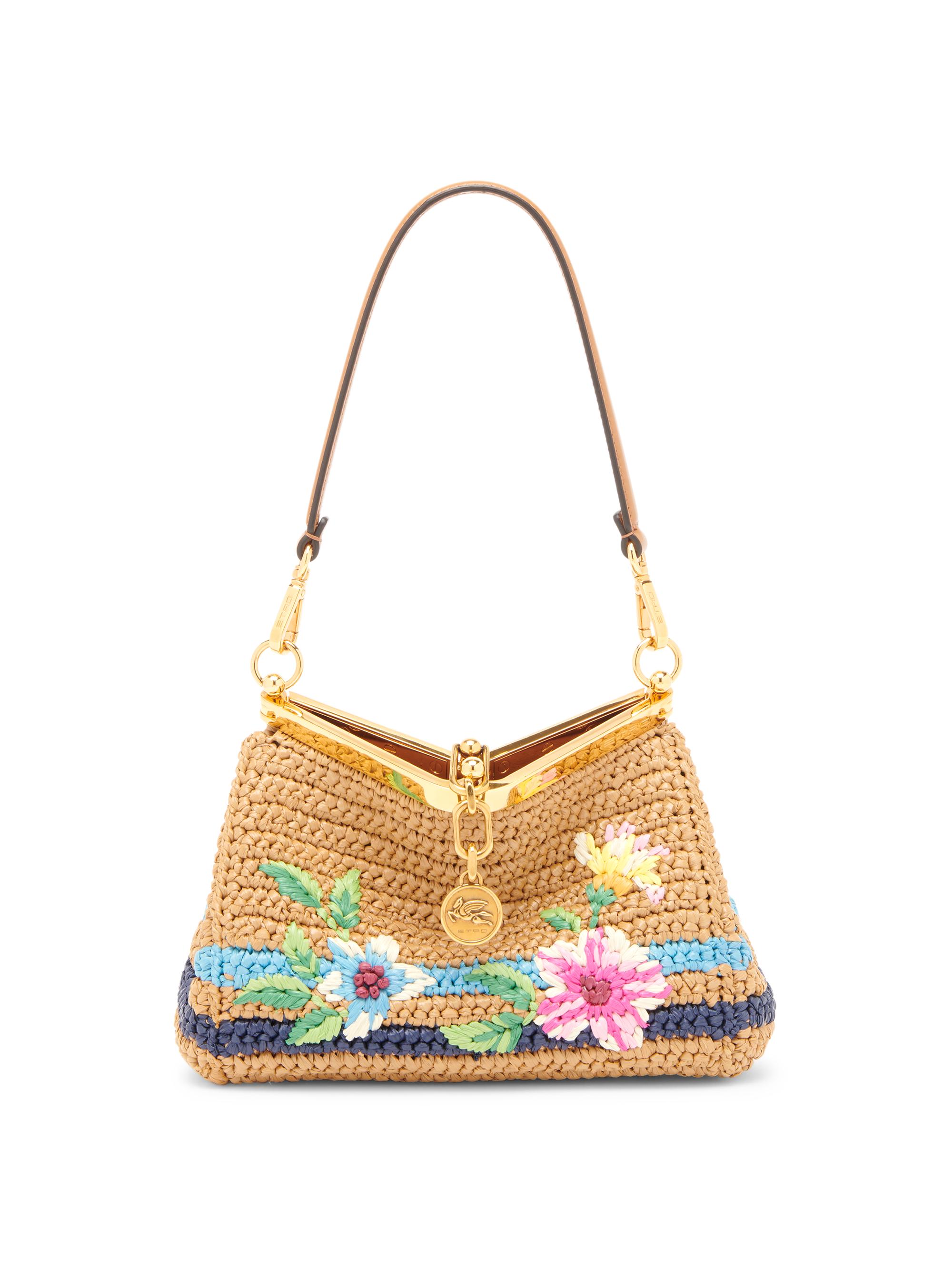 Etro Women's Vela Frame Floral Raffia Shoulder Bag - Cammello Multi