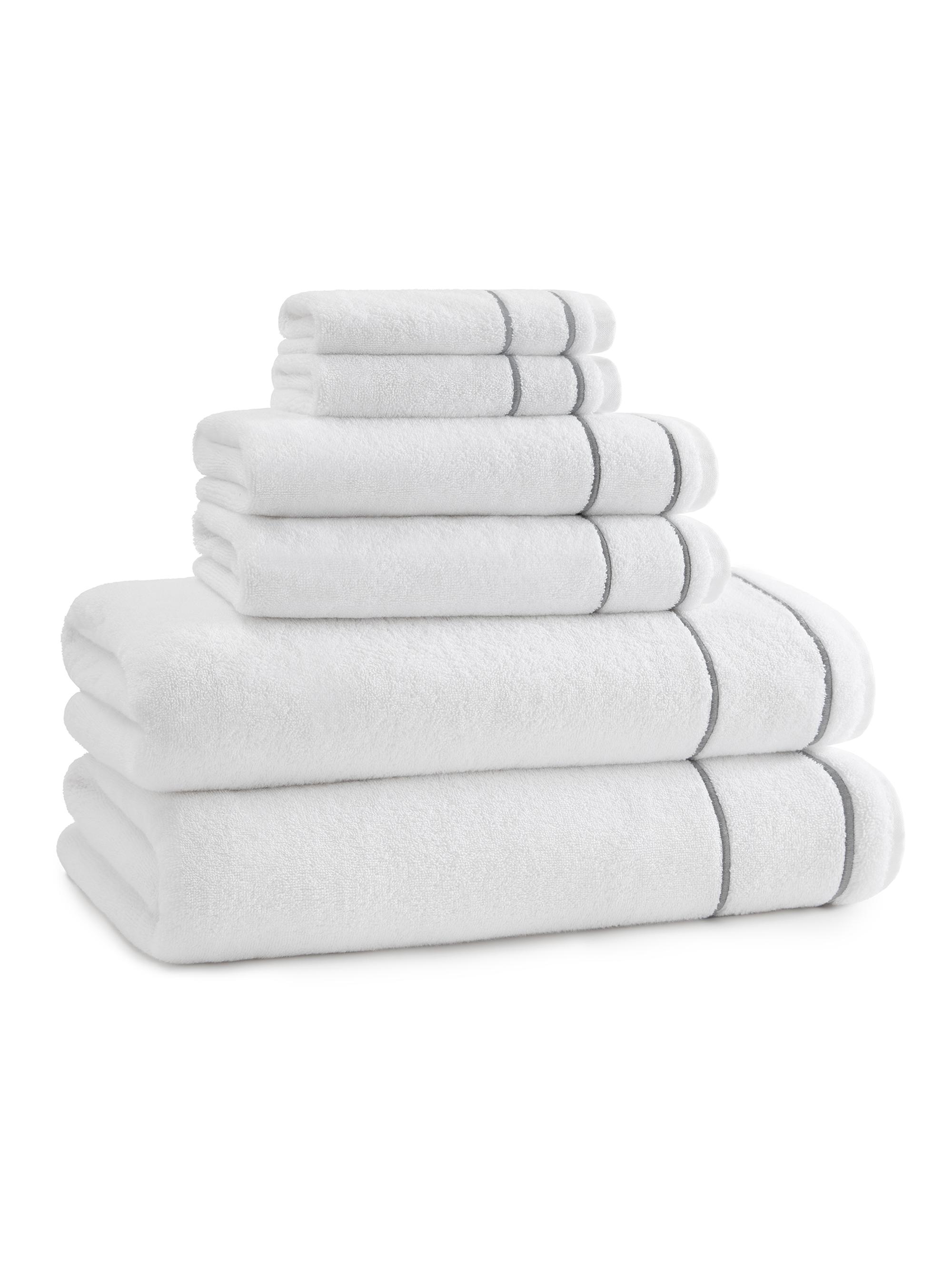 Kassatex Newbury Towel Collection - White Grey Bath Towel