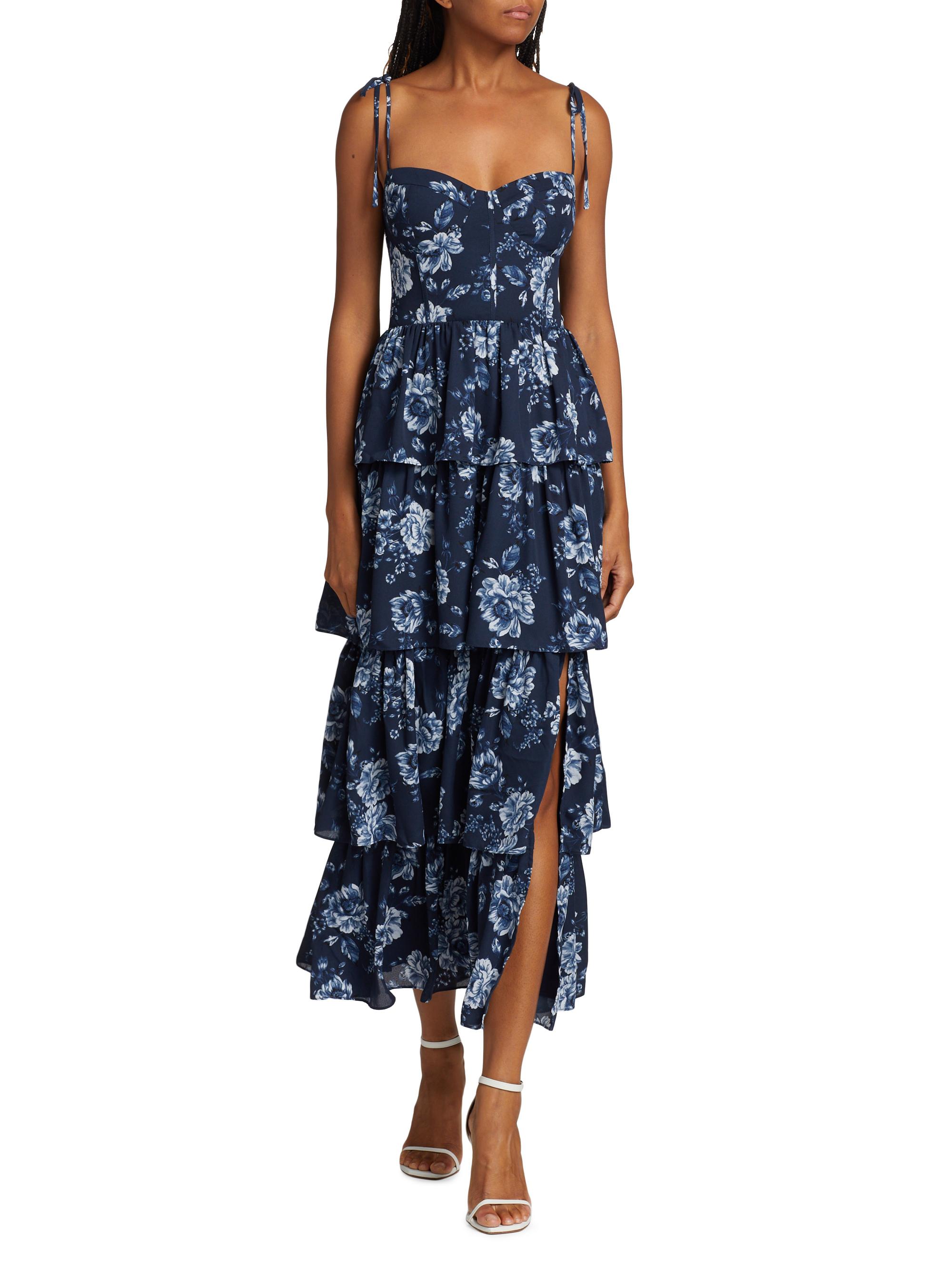 Wayf Floral Tiered Busteir Maxi Dress | Saks Fifth Avenue