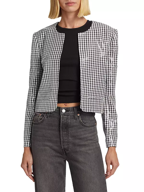 Shop Wayf Kennedy Sequined Houndstooth Jacket | Saks Fifth Avenue