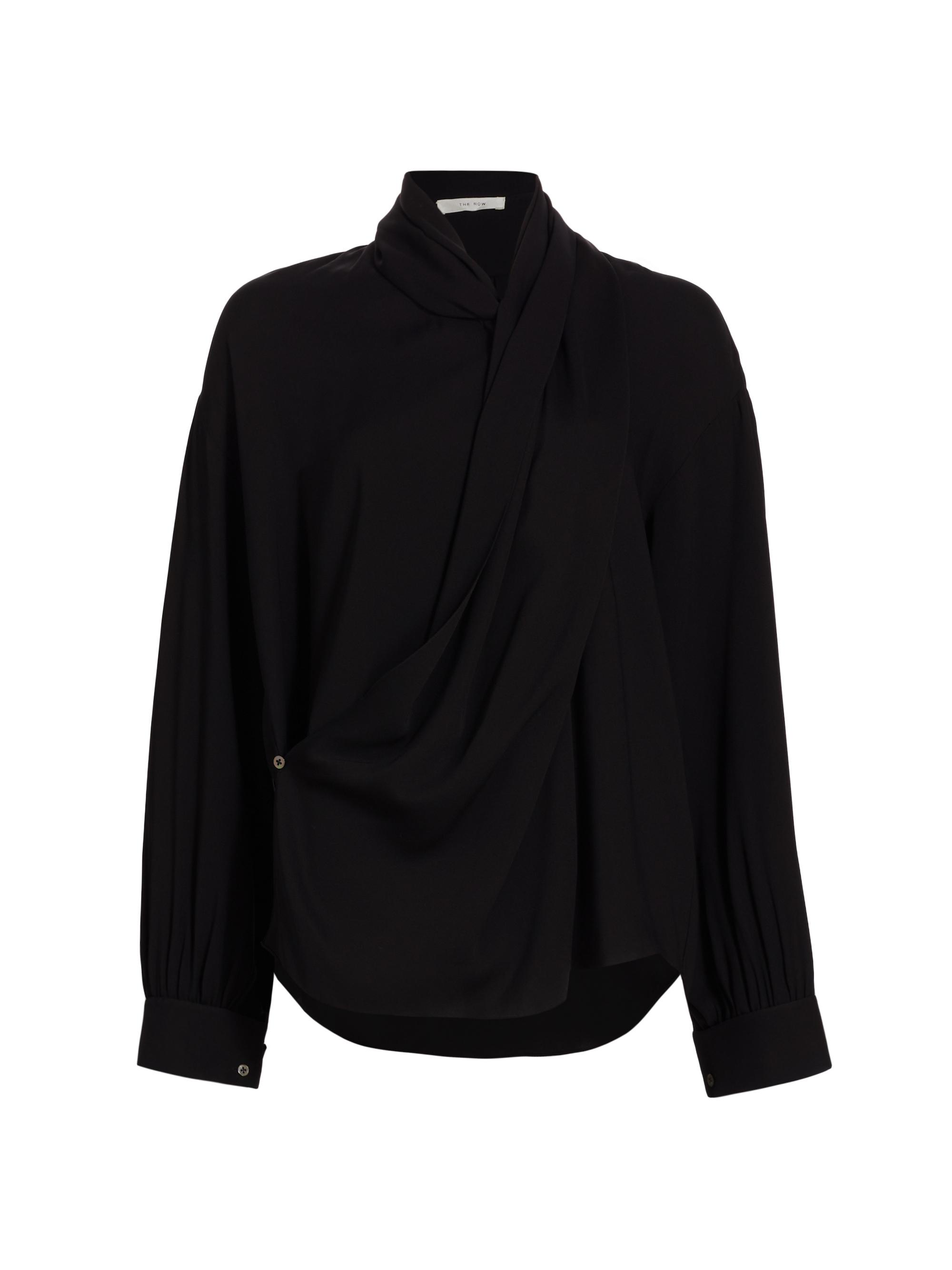 The Row Women's Darnelle Draped Silk Shirt - Black