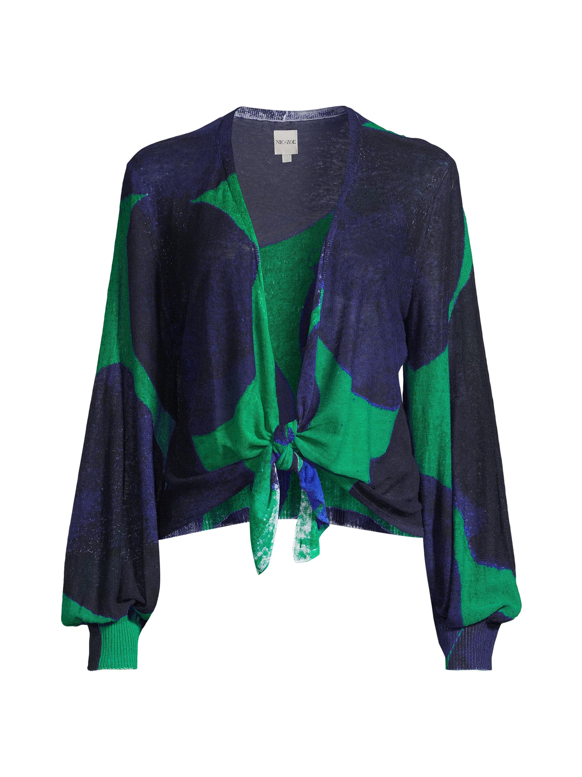 NIC+ZOE Women's Petite Ocean Dot 4-Way Cardy - Green Multi