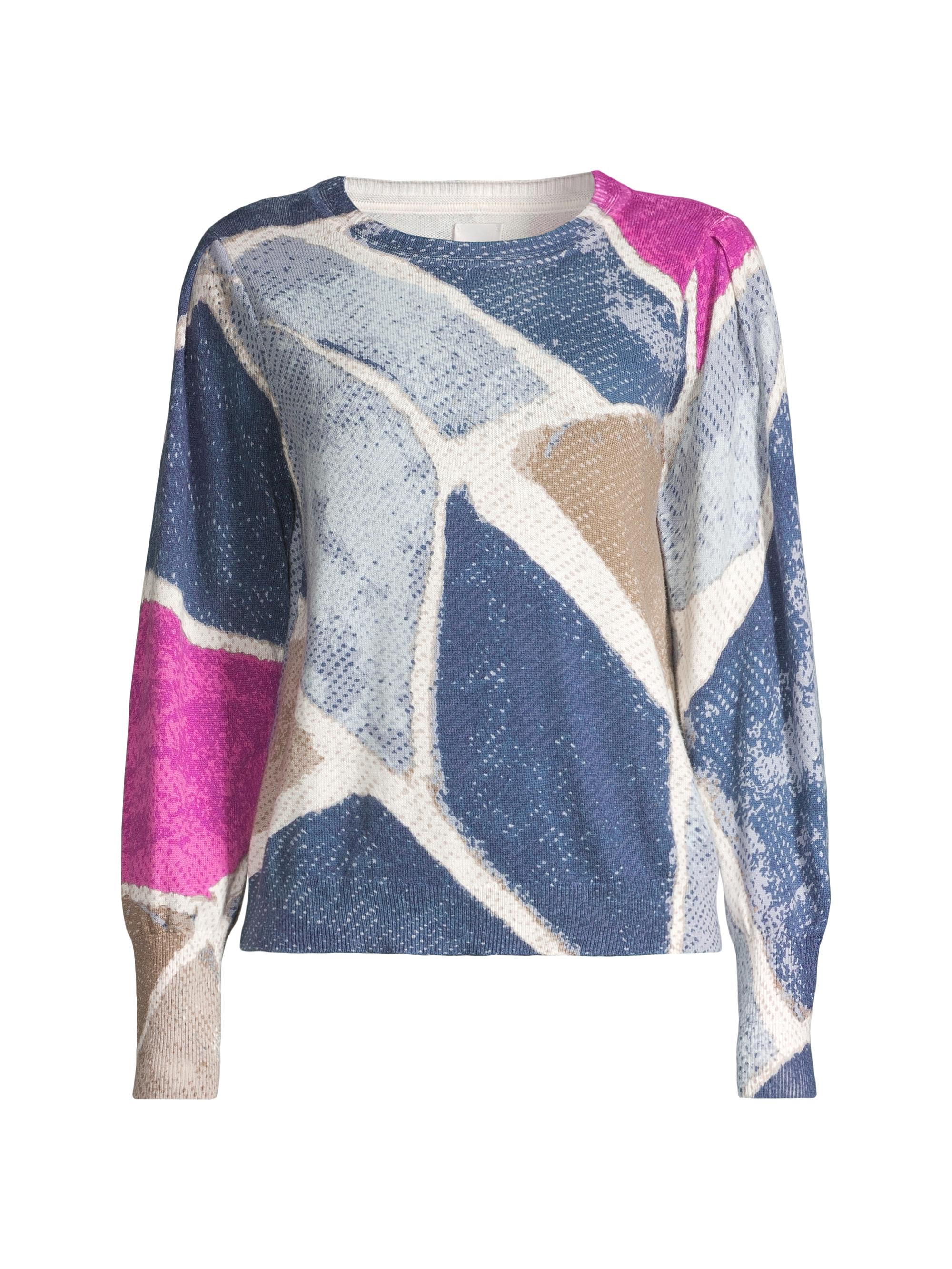 NIC+ZOE Women's Printed Tiles Sweater - Blue Multi