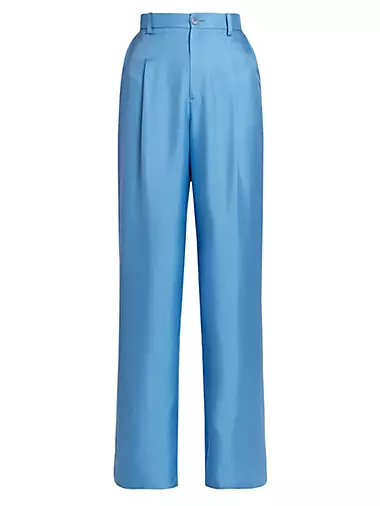Silk Relaxed Pleated Pants