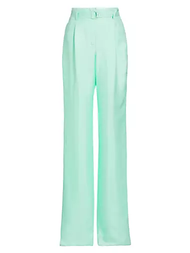 Silk High-Rise Belted Trousers