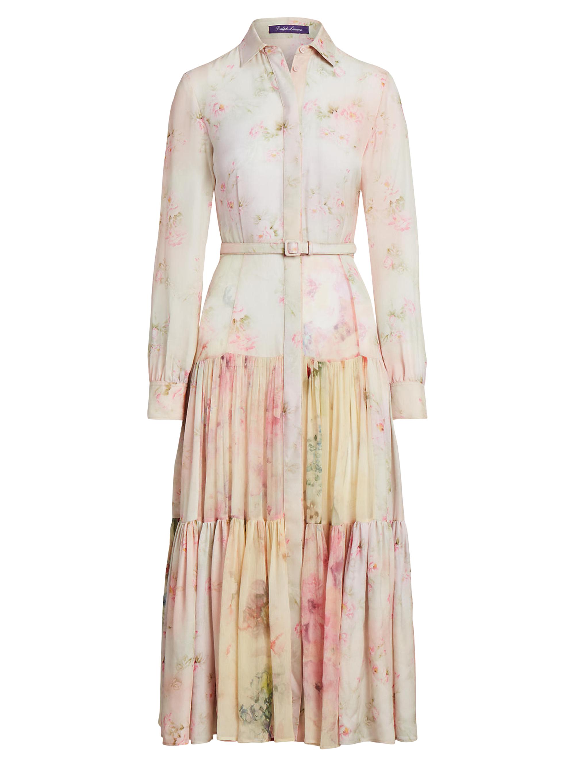 ralph lauren silk floral dress Vintage Ralph Lauren 100% Silk Tropical Floral One Shoulder Dress
