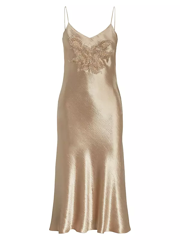 Shop Ralph Lauren Collection Rebekka Beaded Satin Slip Dress