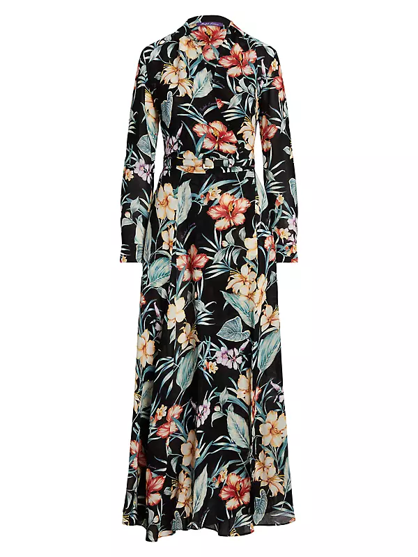 Floral Wrap Linen-Blend Maxi Dress