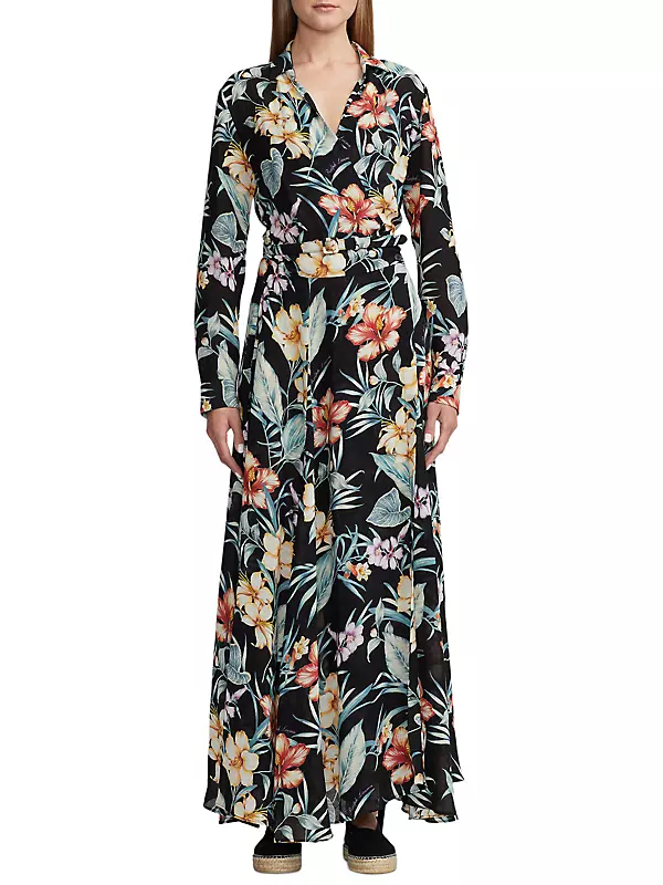 Floral Wrap Linen-Blend Maxi Dress