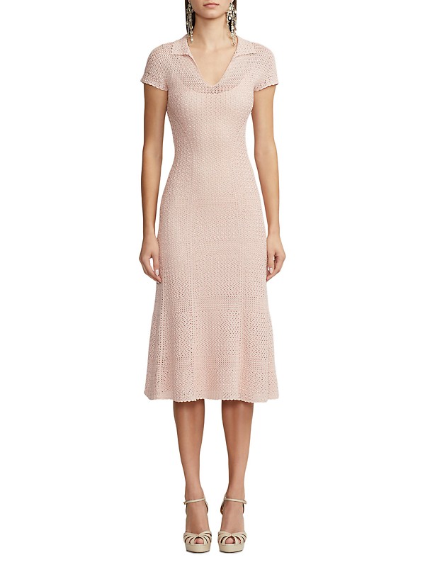 Shop Ralph Lauren Collection Crocheted Polo Midi-Dress Shop Ralph Lauren Collection Crocheted Polo Midi-Dress