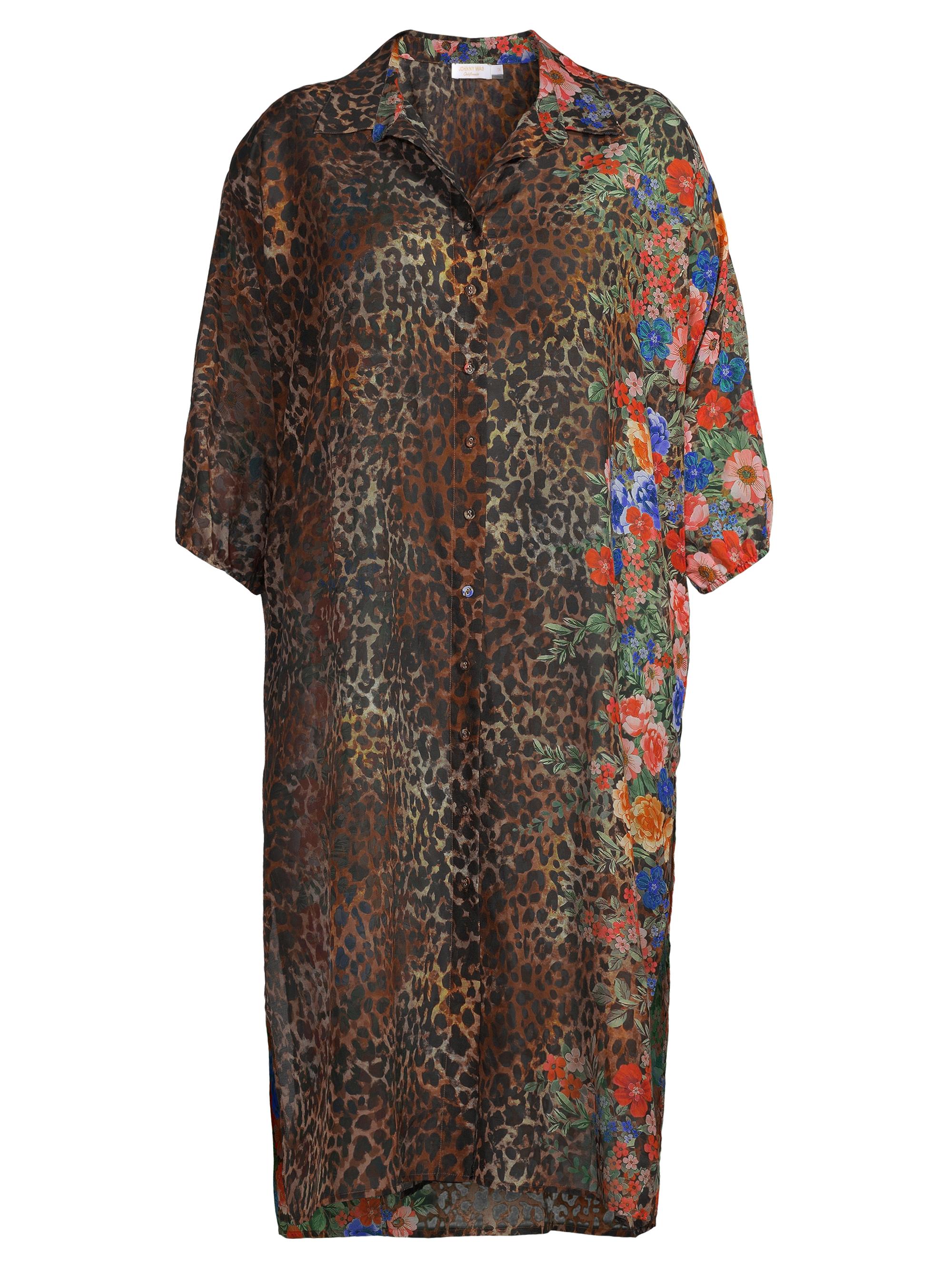 Johnny Was Women's Mixed Pattern Sheer Shirtdress