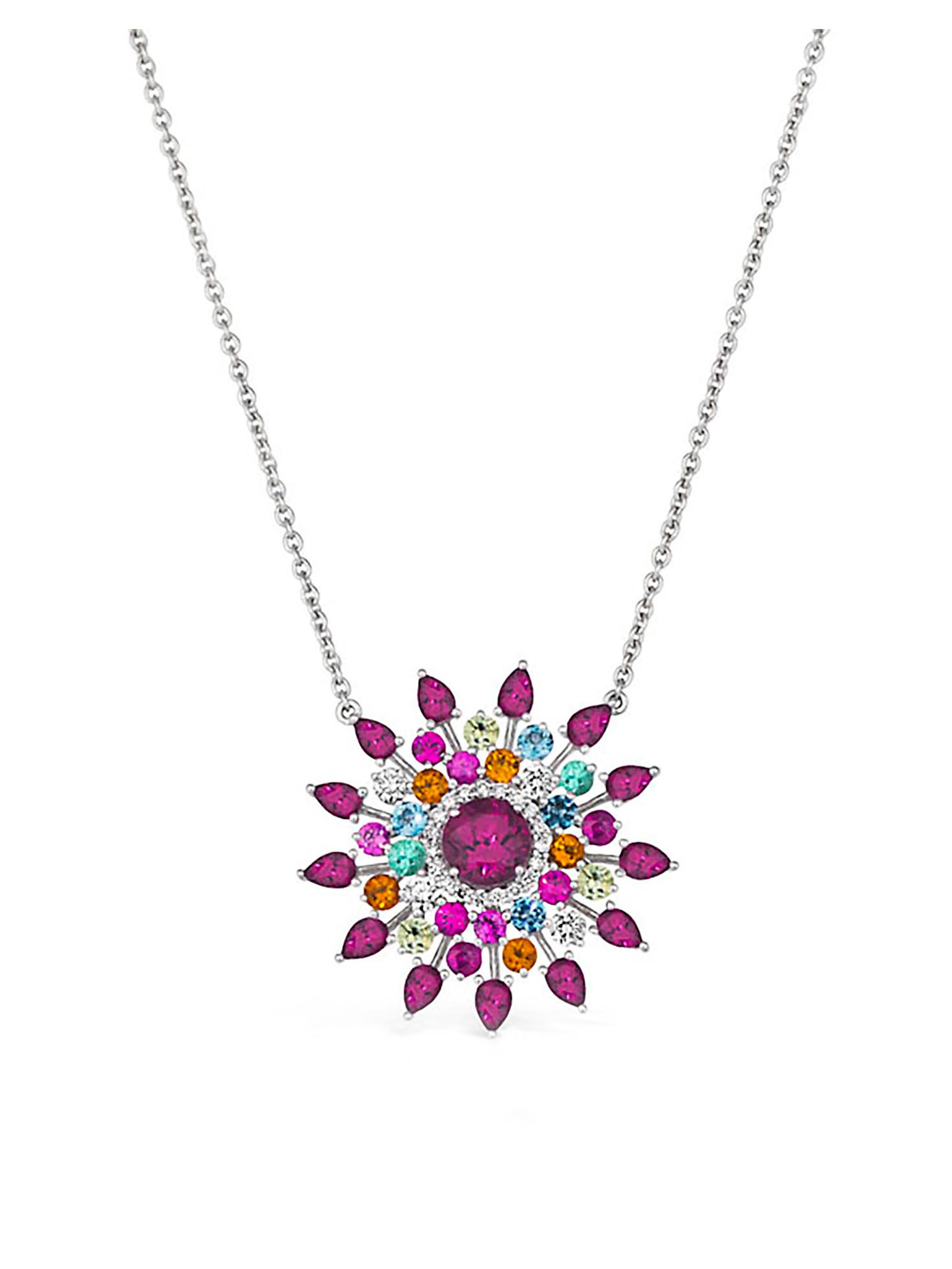 Hueb Women's Amazonia Cocar 18K White Gold & Multi-Gemstone Flower Pendant Necklace - White Gold