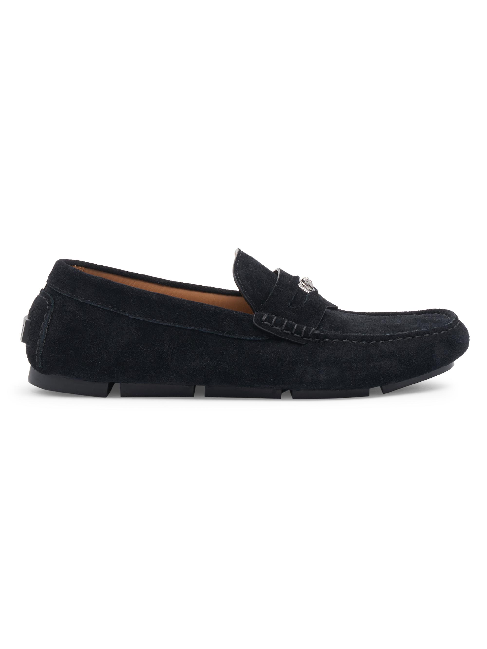 Versace Men's Medusa Leather Driver Loafers - Black Ruthenium