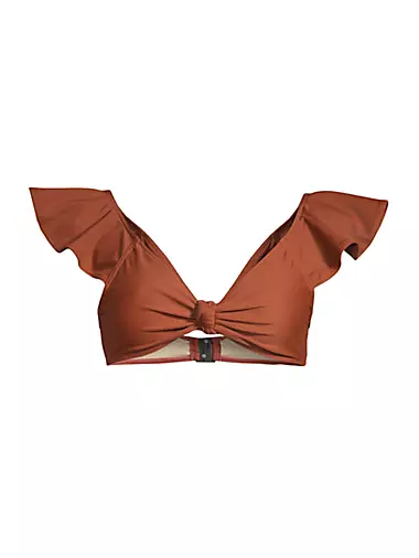 Orelia Flutter-Sleeve Bikini Top