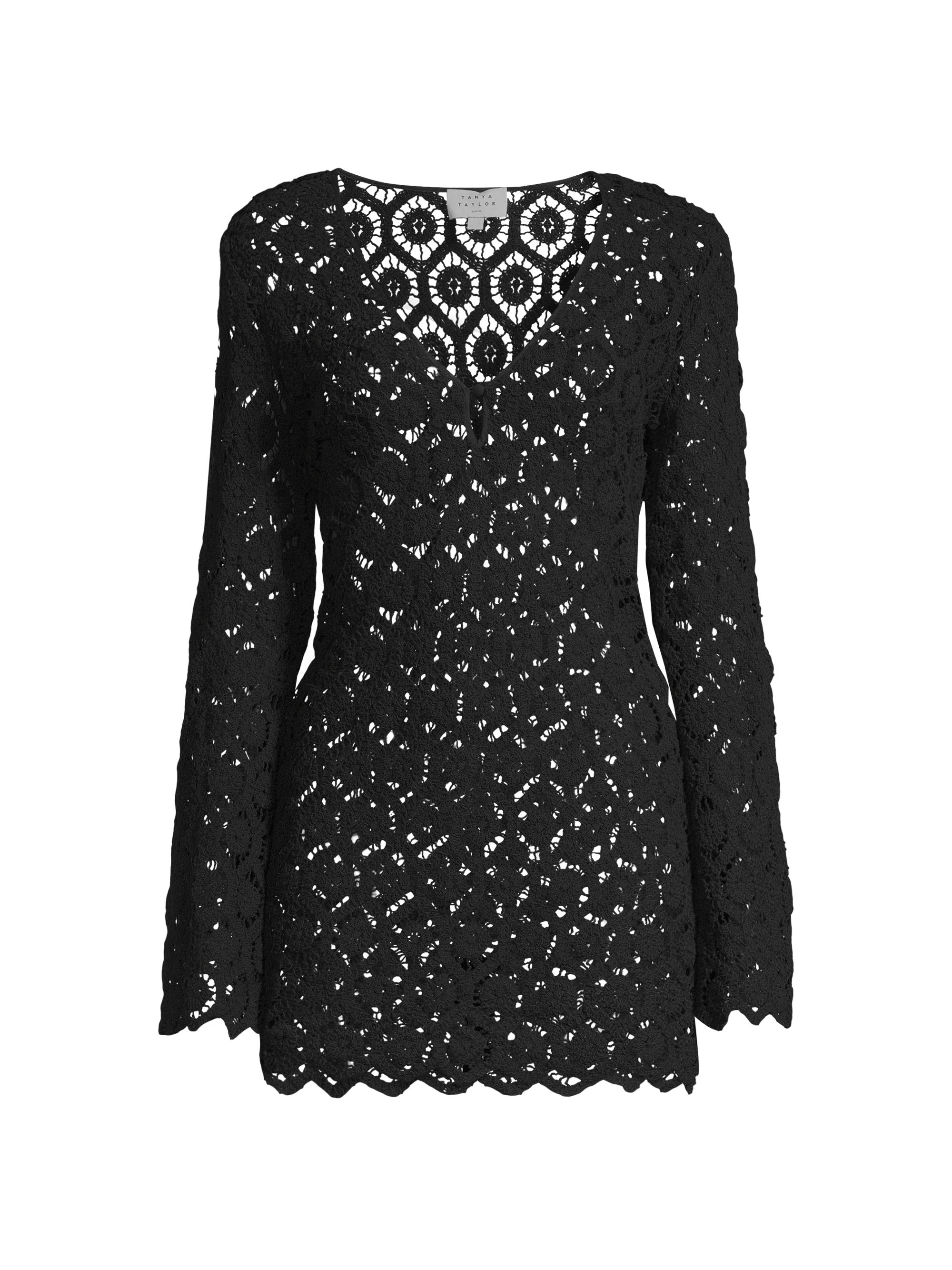 Tanya Taylor Women's Miley Cotton Lace Cover-Up Minidress - Black