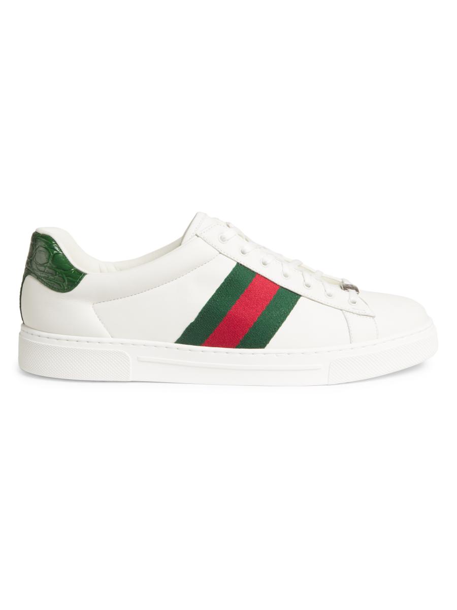 Gucci Ace Leather Web Low-Top Sneakers | Saks Fifth Avenue