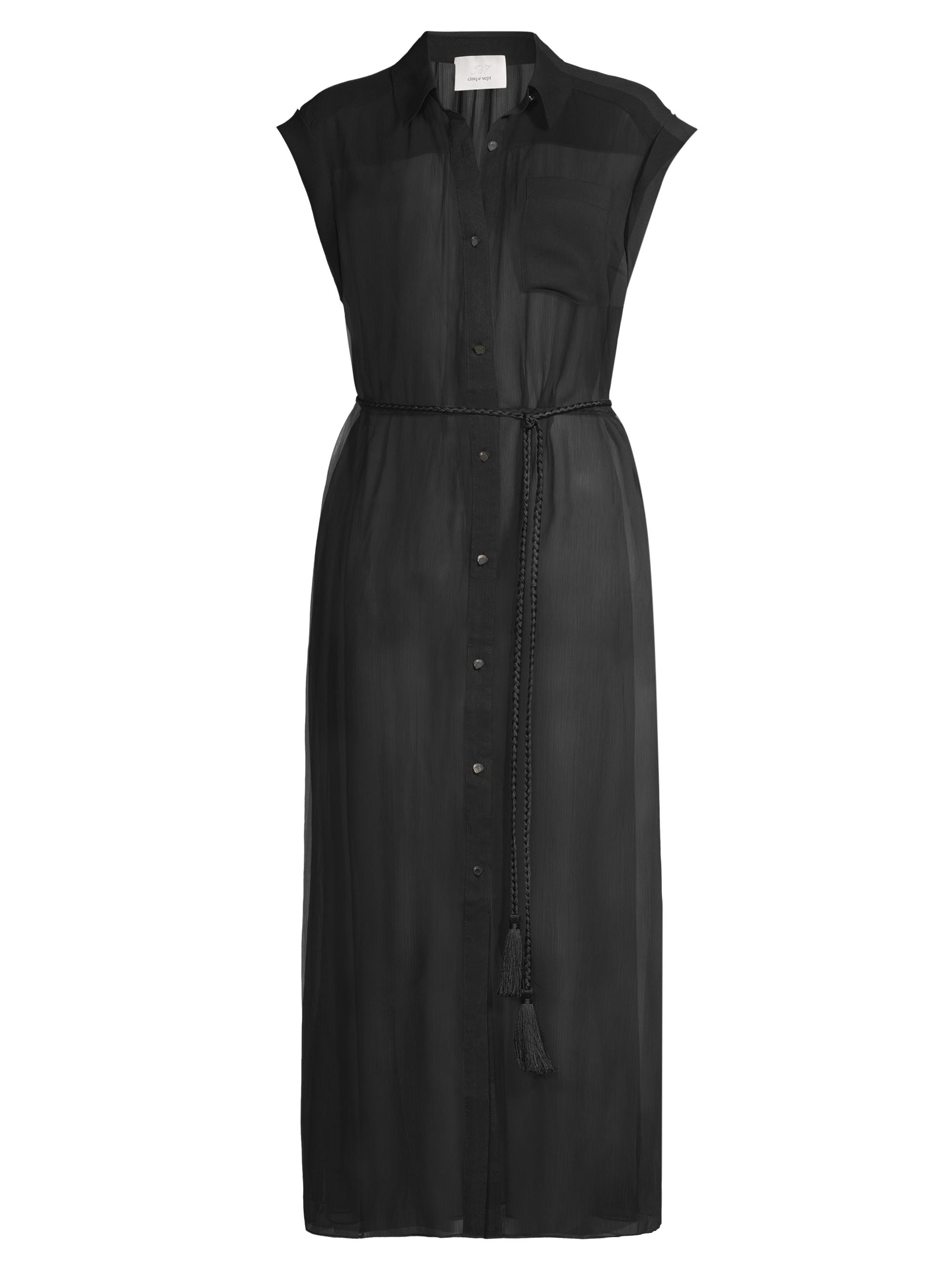 CINQ A SEPT Women's Melanie Sheer Tie-Waist Shirtdress Cover-Up - Black