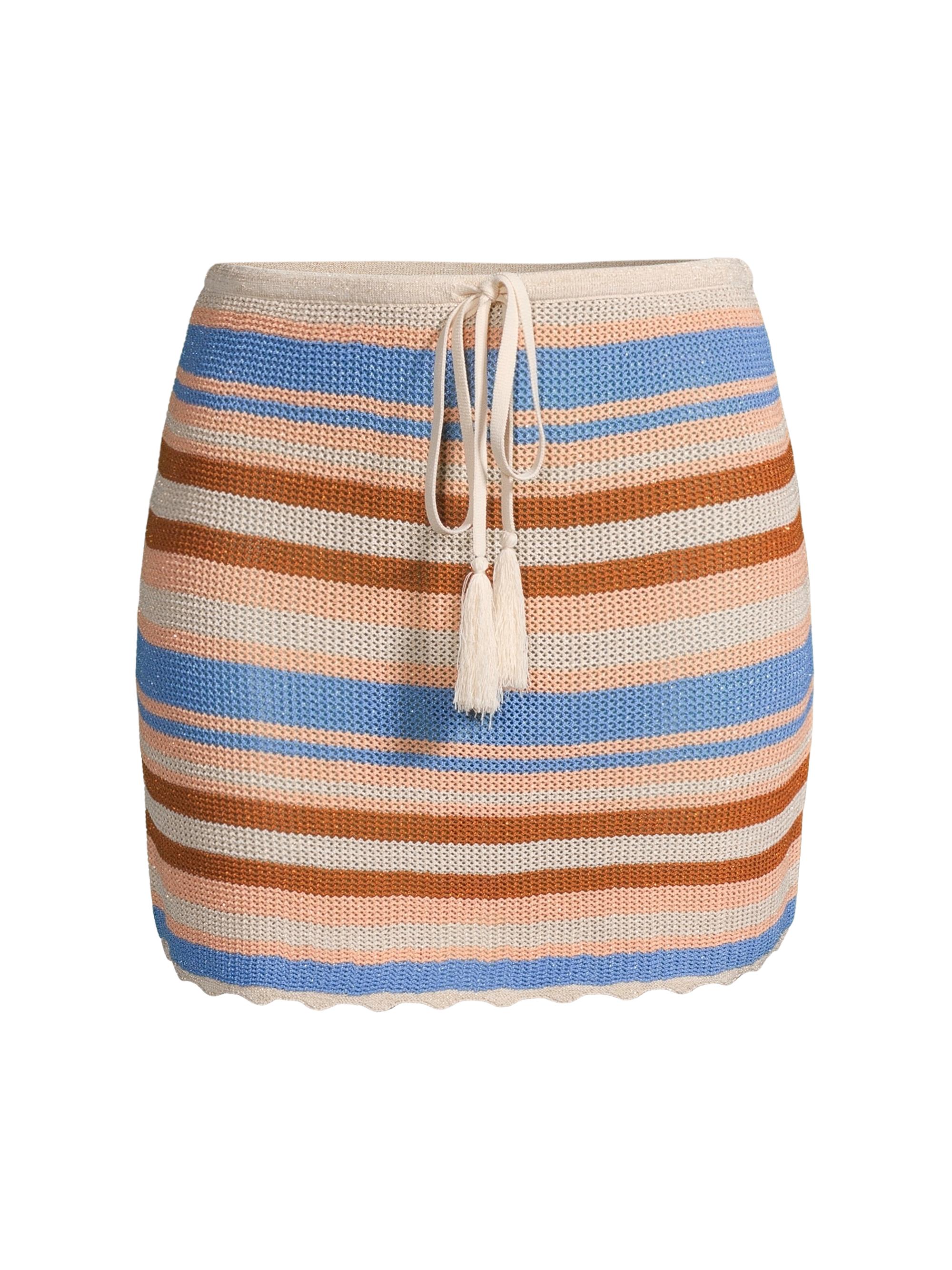 CINQ A SEPT Women's Ari Striped Knit Drawstring Miniskirt - Natural Multi