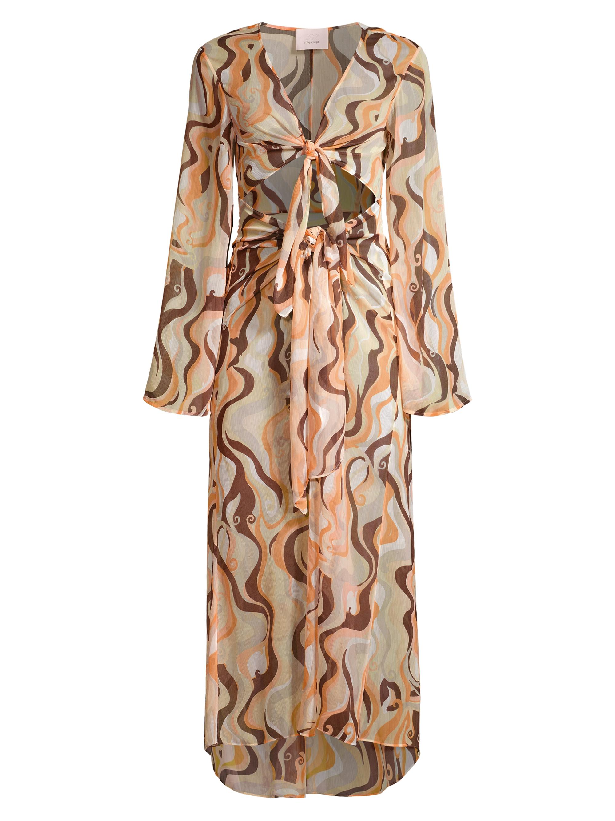 CINQ A SEPT Women's Talita Abstract Tie-Knot Cover-Up Midi-Dress - Natural Multi