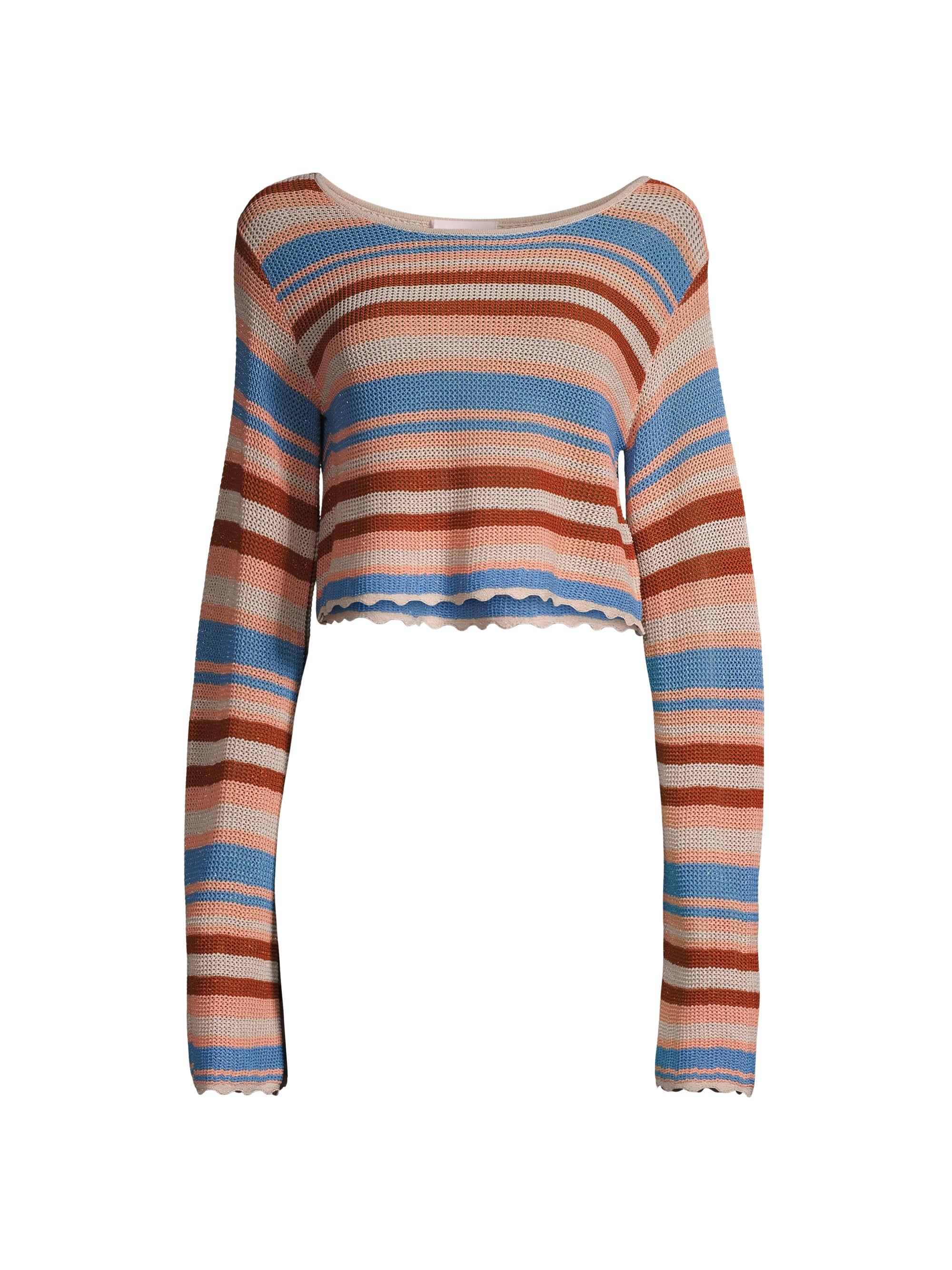 CINQ A SEPT Women's Ari Striped Knit Crop Top - Natural Multi