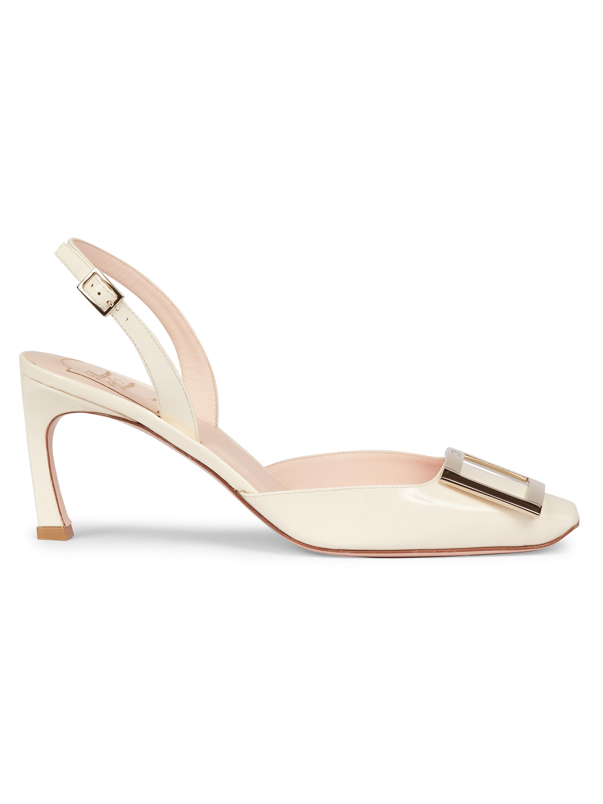 Roger Vivier Women's Trompette 70MM Leather Slingback Pumps - Cream