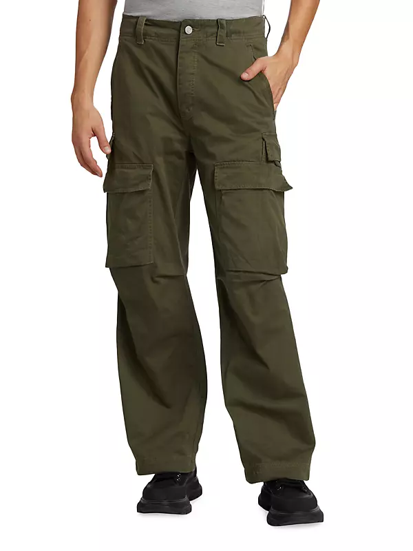 Customized Men Flap Pocket Cargo Jeans Brown Denim Button Closure Tactical  Pants