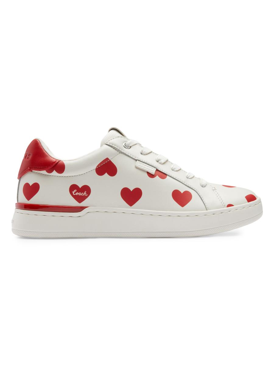 COACH Lowline Heart-Print Leather Sneakers | Saks Fifth Avenue