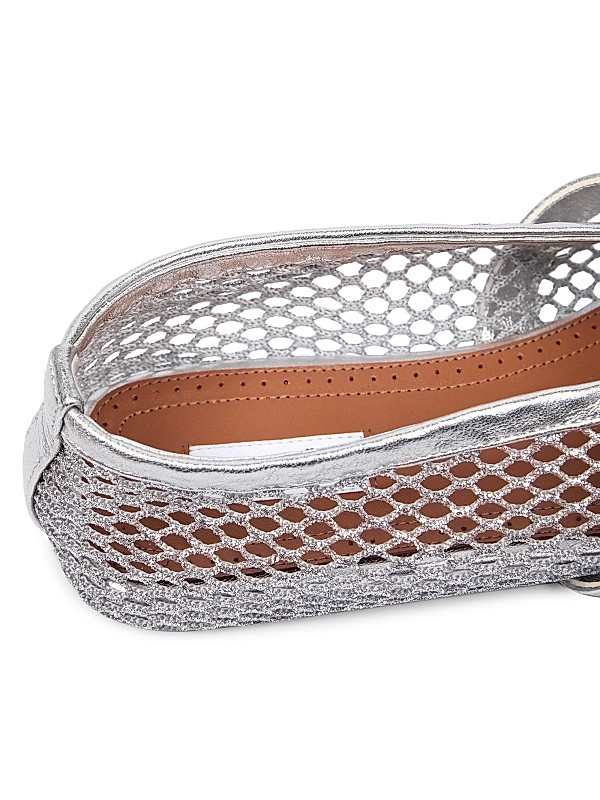 Shop Alaïa Metallic Mesh Mary Jane Ballerina Flats | Saks Shop Alaïa Metallic Mesh Mary Jane Ballerina Flats | Saks