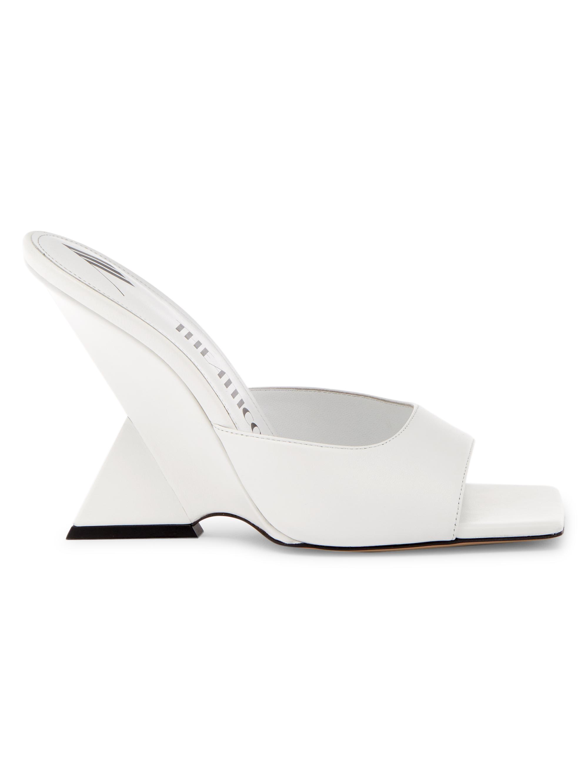 The Attico Women's Cheope 105MM Sculpted-Wedge Mules - White