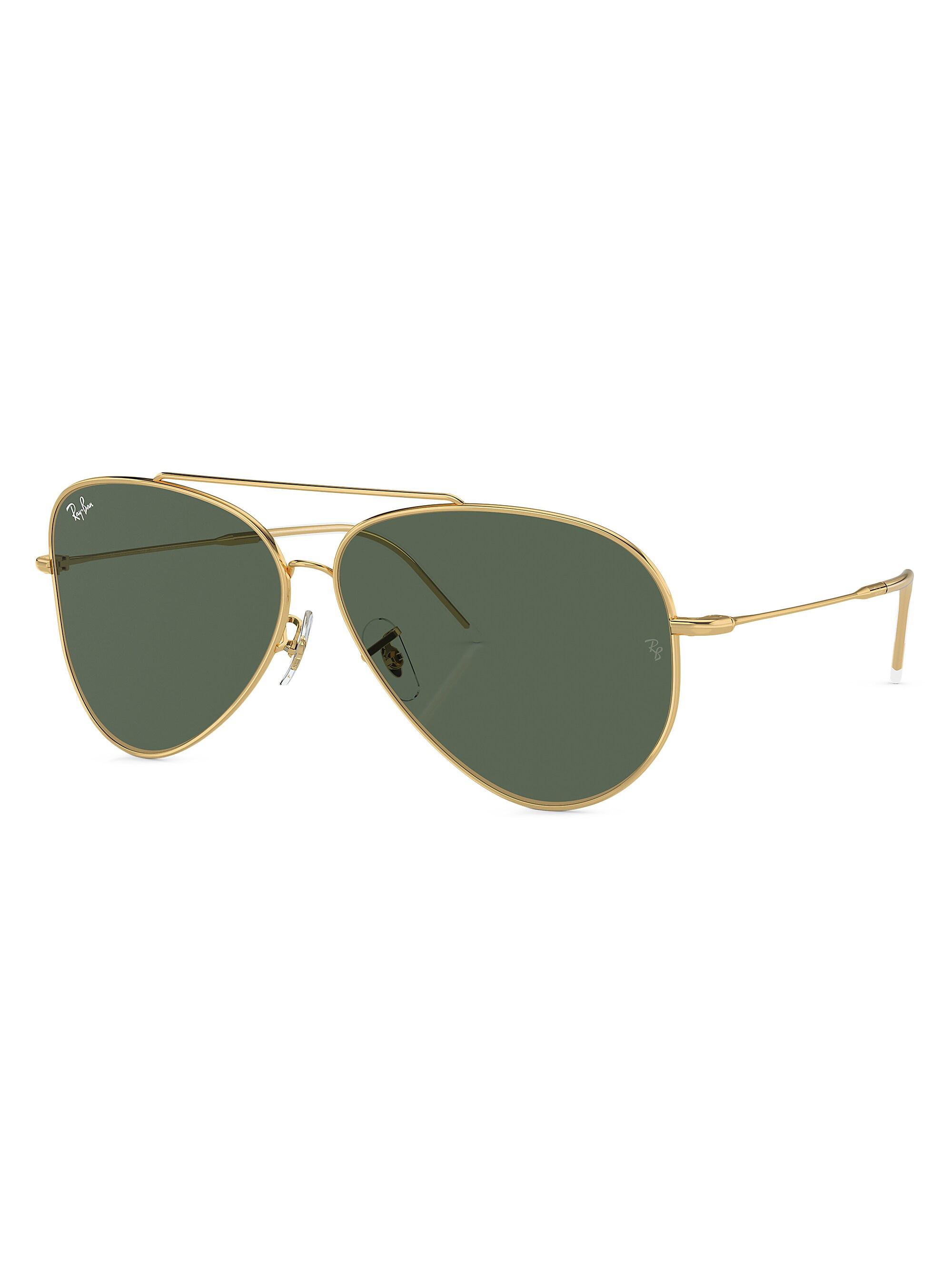 Ray-Ban Men's RBr0101s 59MM Aviator Sunglasses - Gold Flash Dark Green