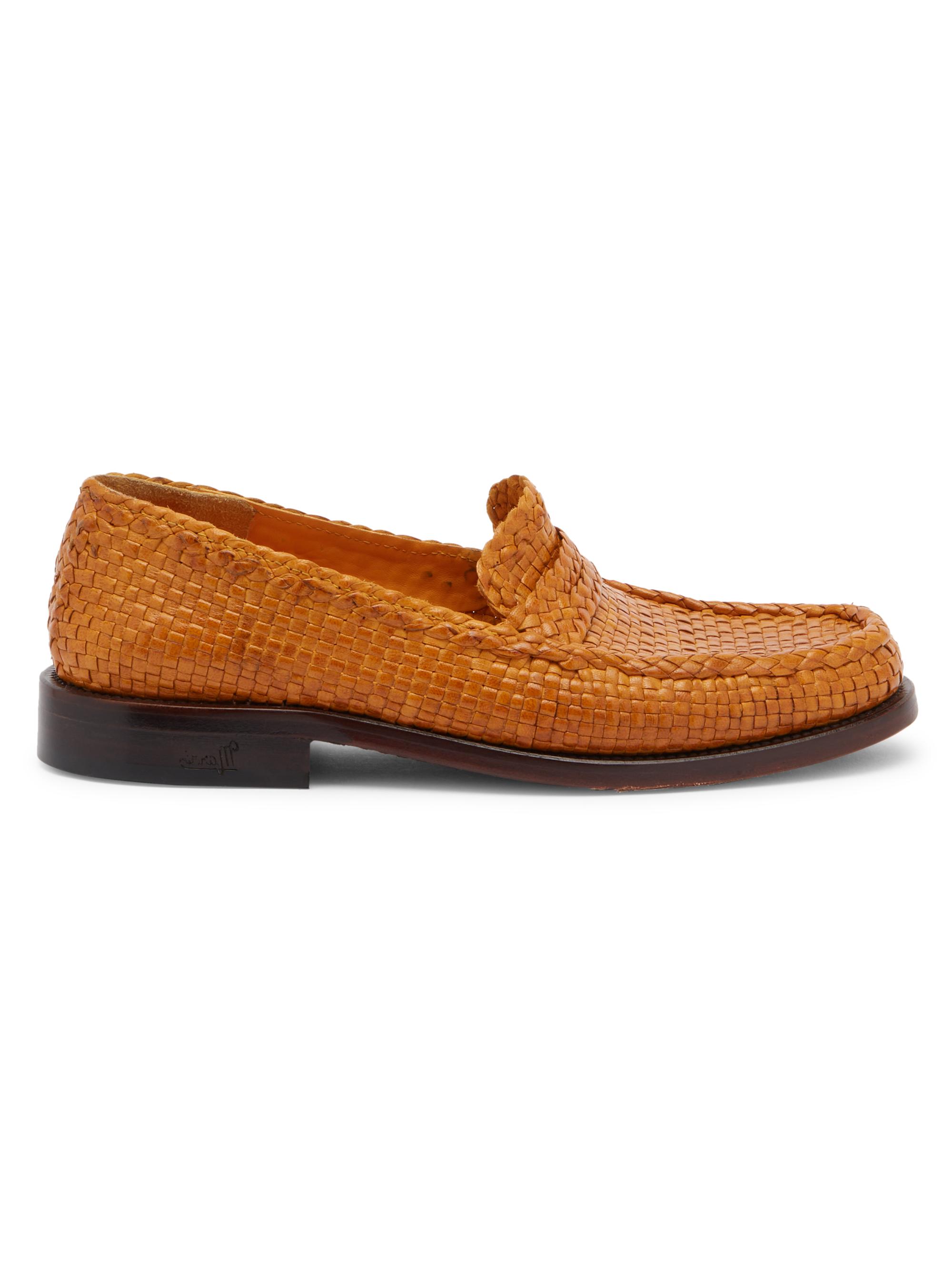 Marni Women's Woven Leather Loafers - Orange