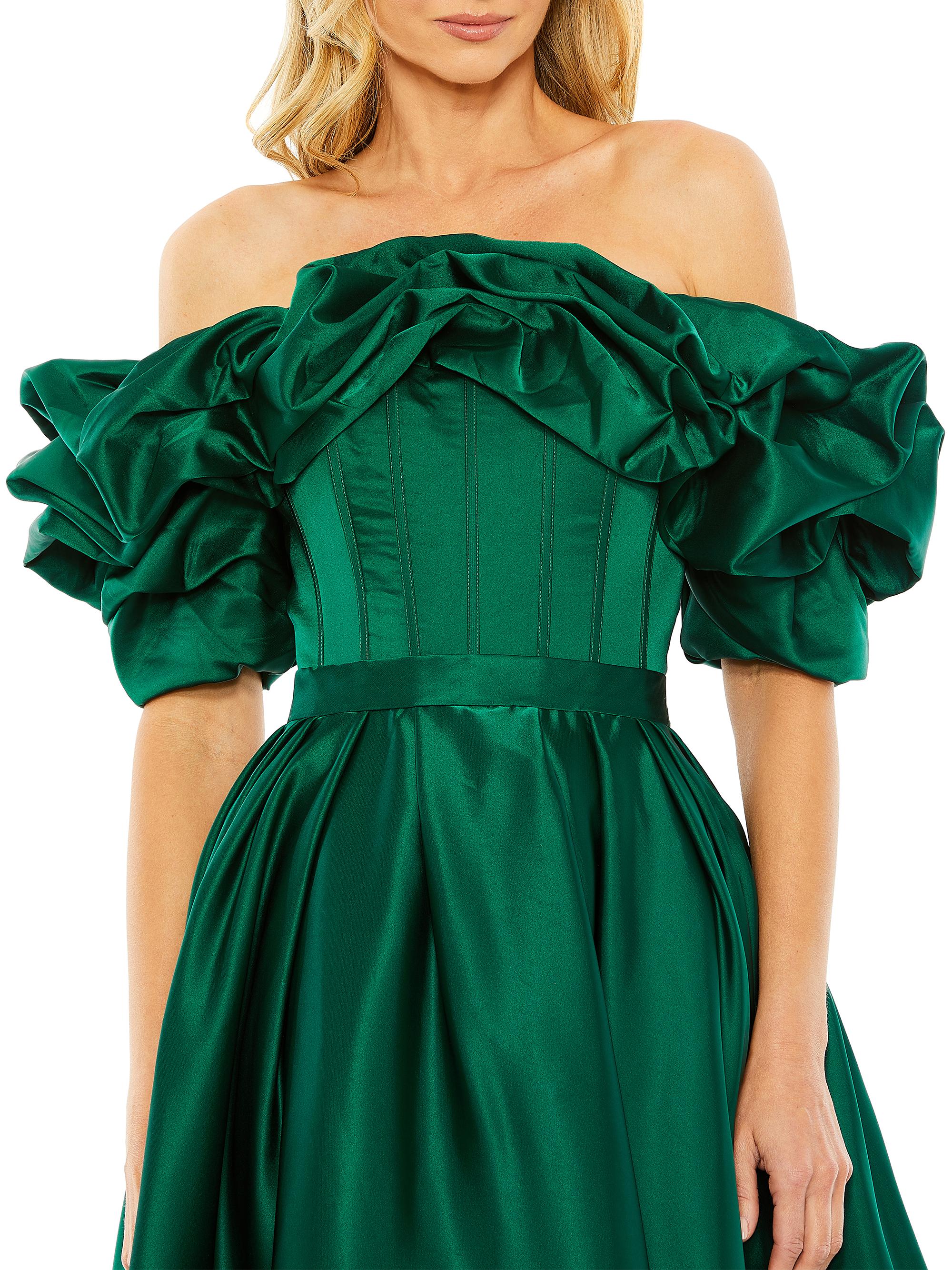 green emerald velvet dress Petal and Pup Santiago Off Shoulder Midi Dress main image 0