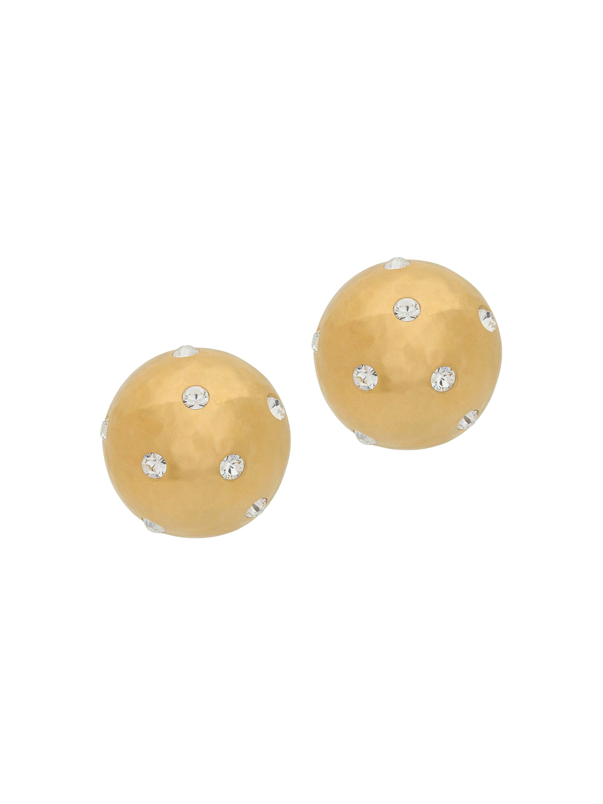 Saint Laurent Women's Rhinestone Dome Earrings In Metal - Crystal Brass Gold