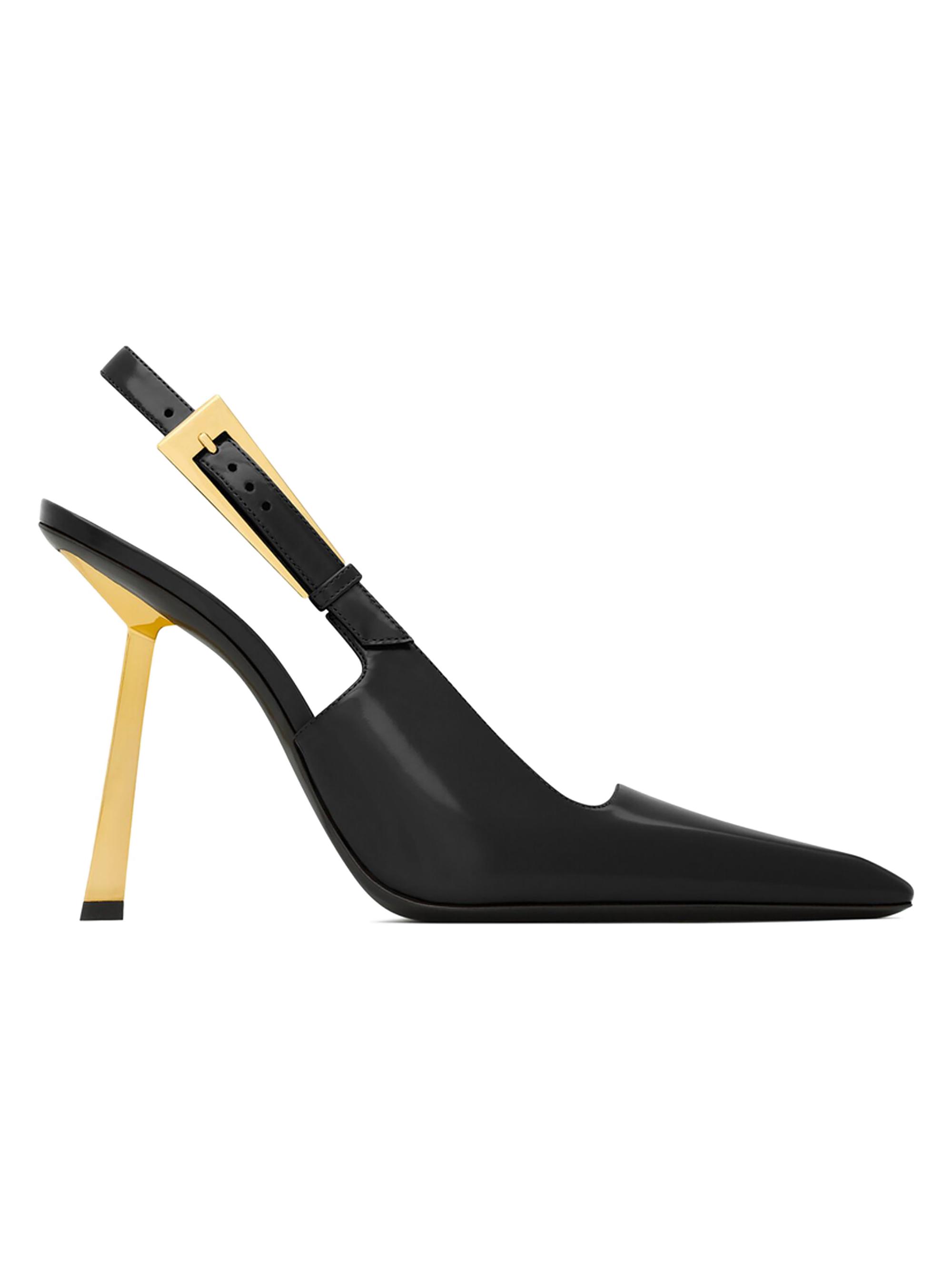 Saint Laurent Women's Lee Slingback Pumps In Glazed Leather - Black
