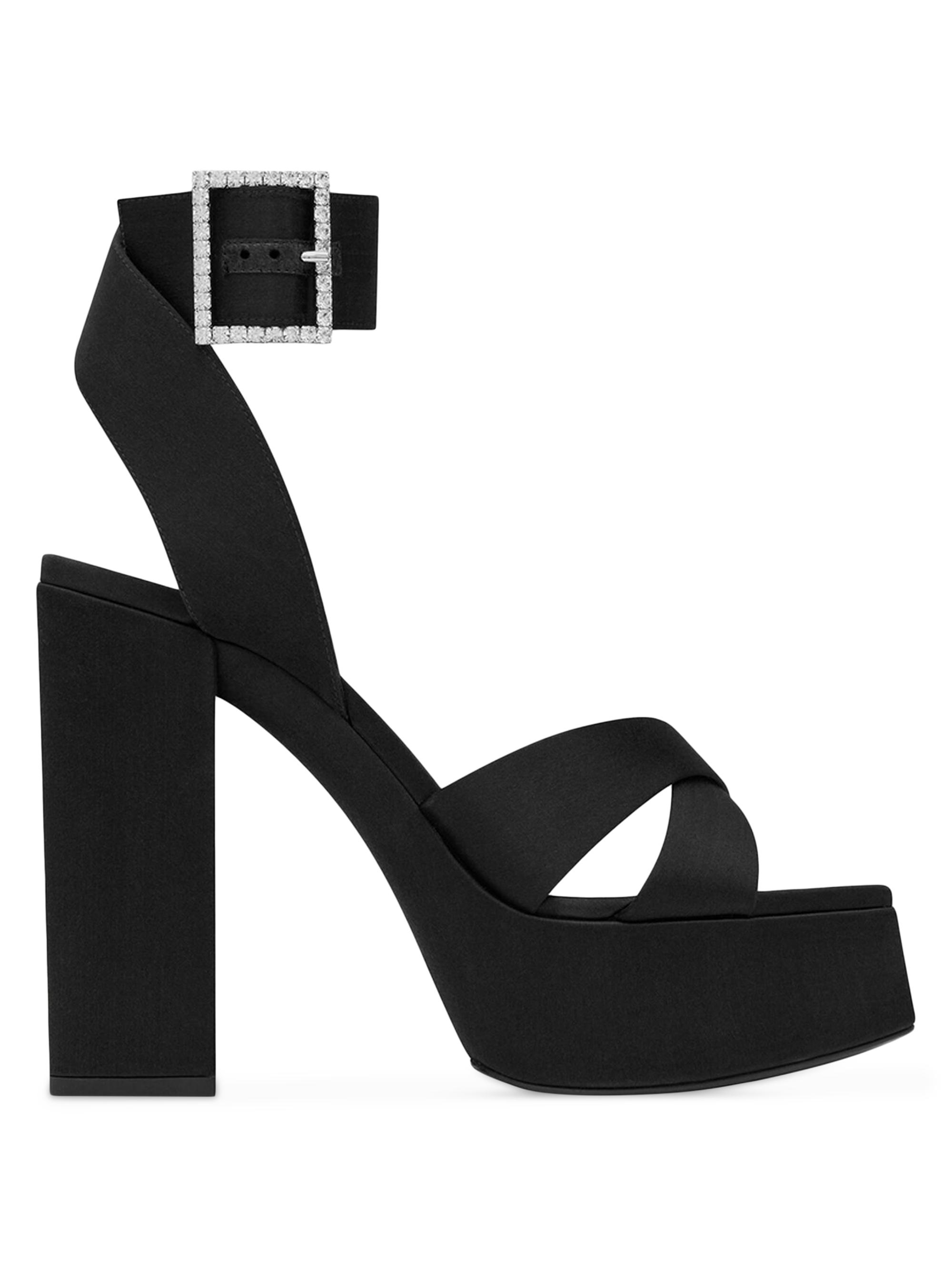 Saint Laurent Women's Bianca Platform Sandals In Satin Crepe - Black