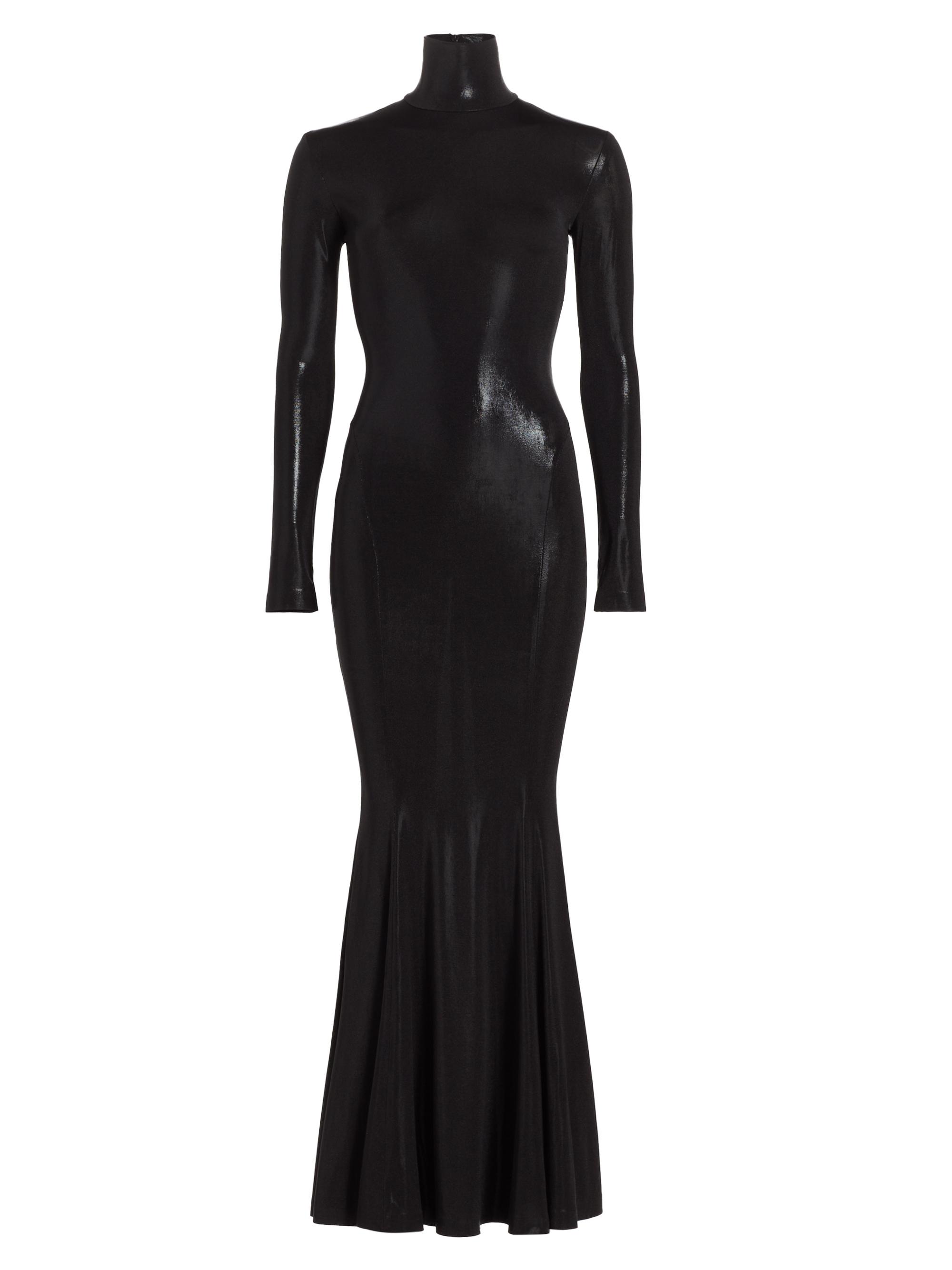 Norma Kamali Women's Coated Turtleneck Fishtail Gown - Black