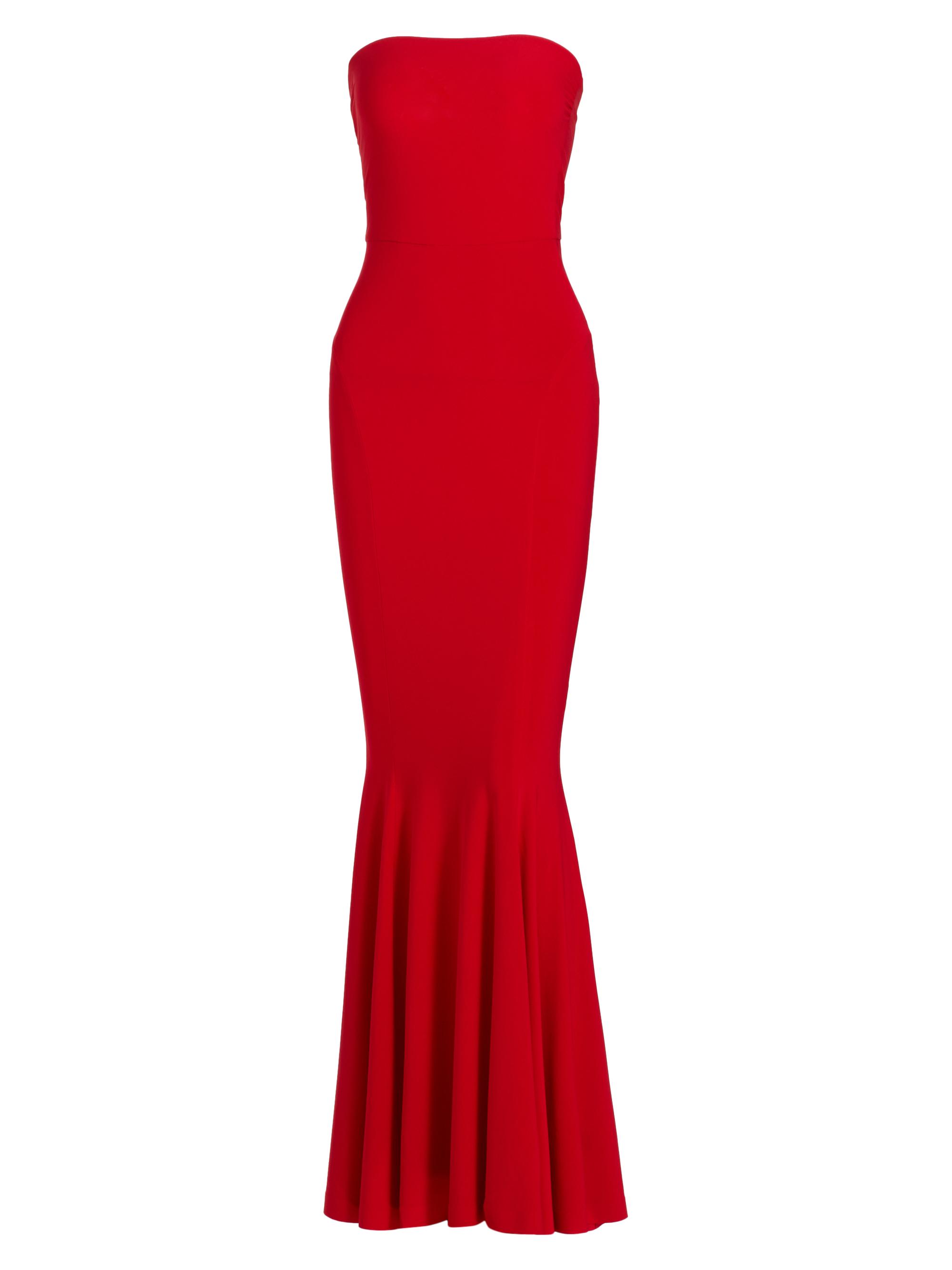 Norma Kamali Women's Strapless Fishtail Gown - Tiger Red