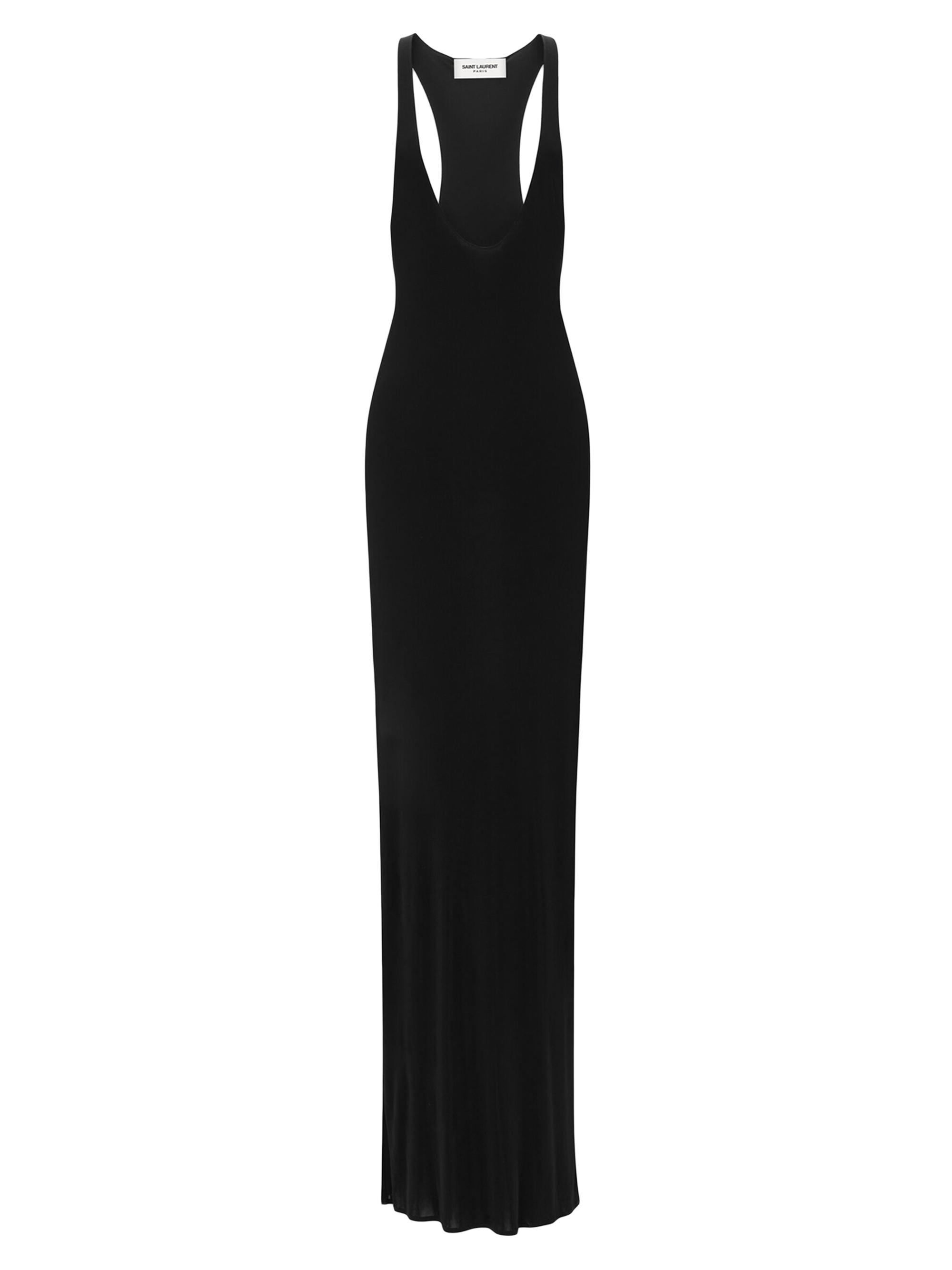 Saint Laurent Women's Racerback Dress in Shiny Jersey - Black