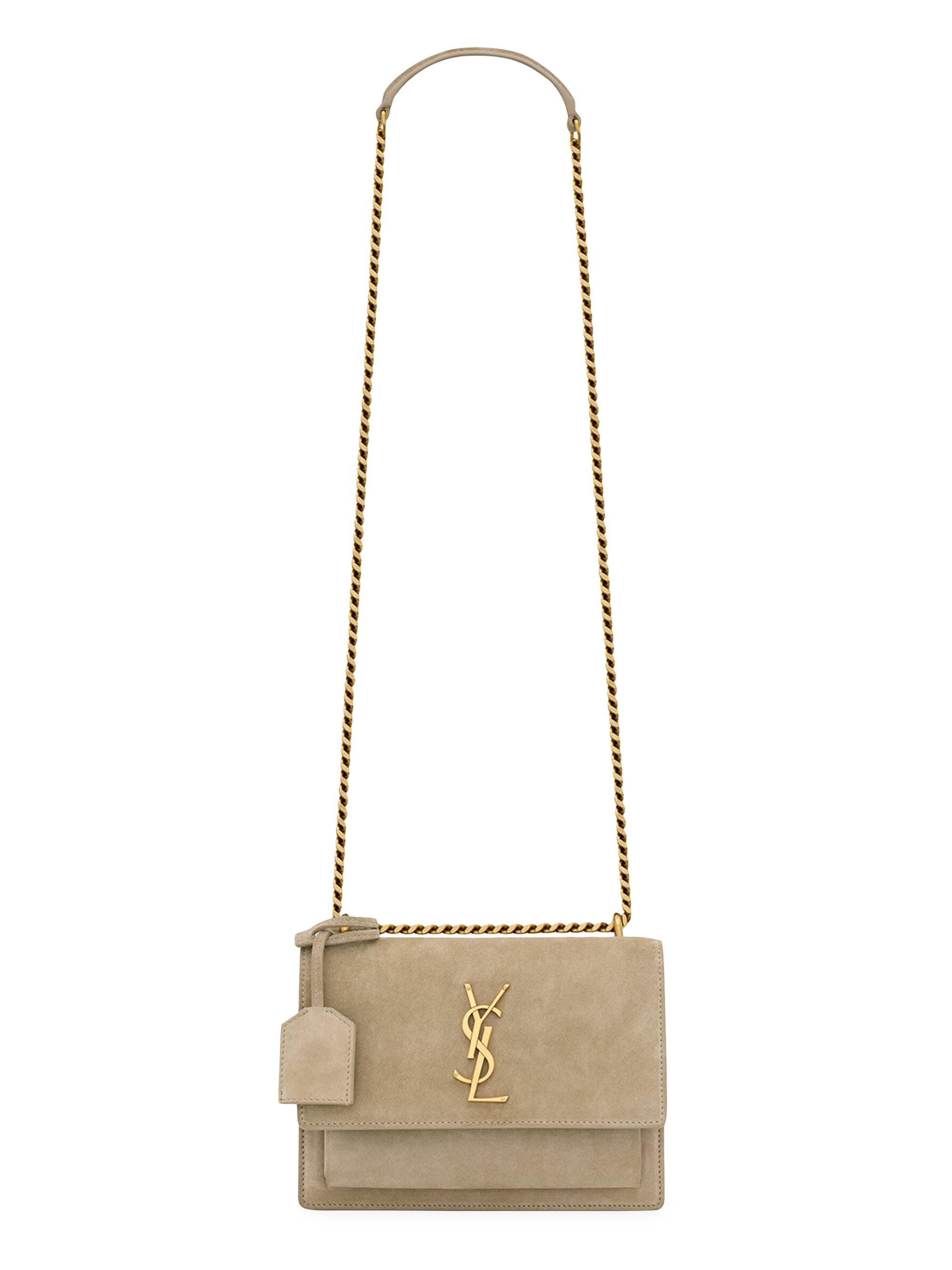 Saint Laurent Women's Sunset  Crossbody Bag In Suede - Matte Gold