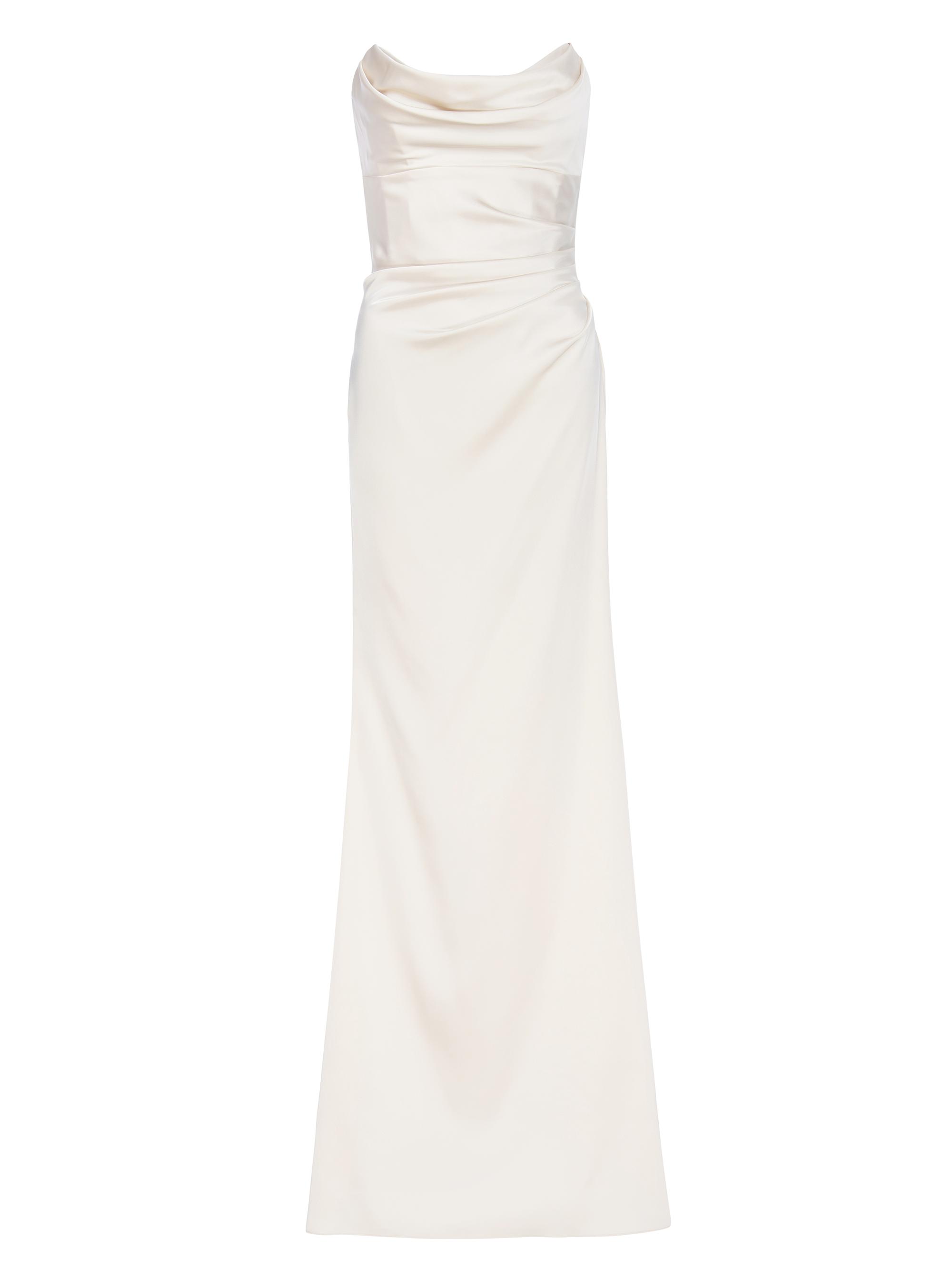 Katie May Women's Taylor Strapless Satin Gown - Stone