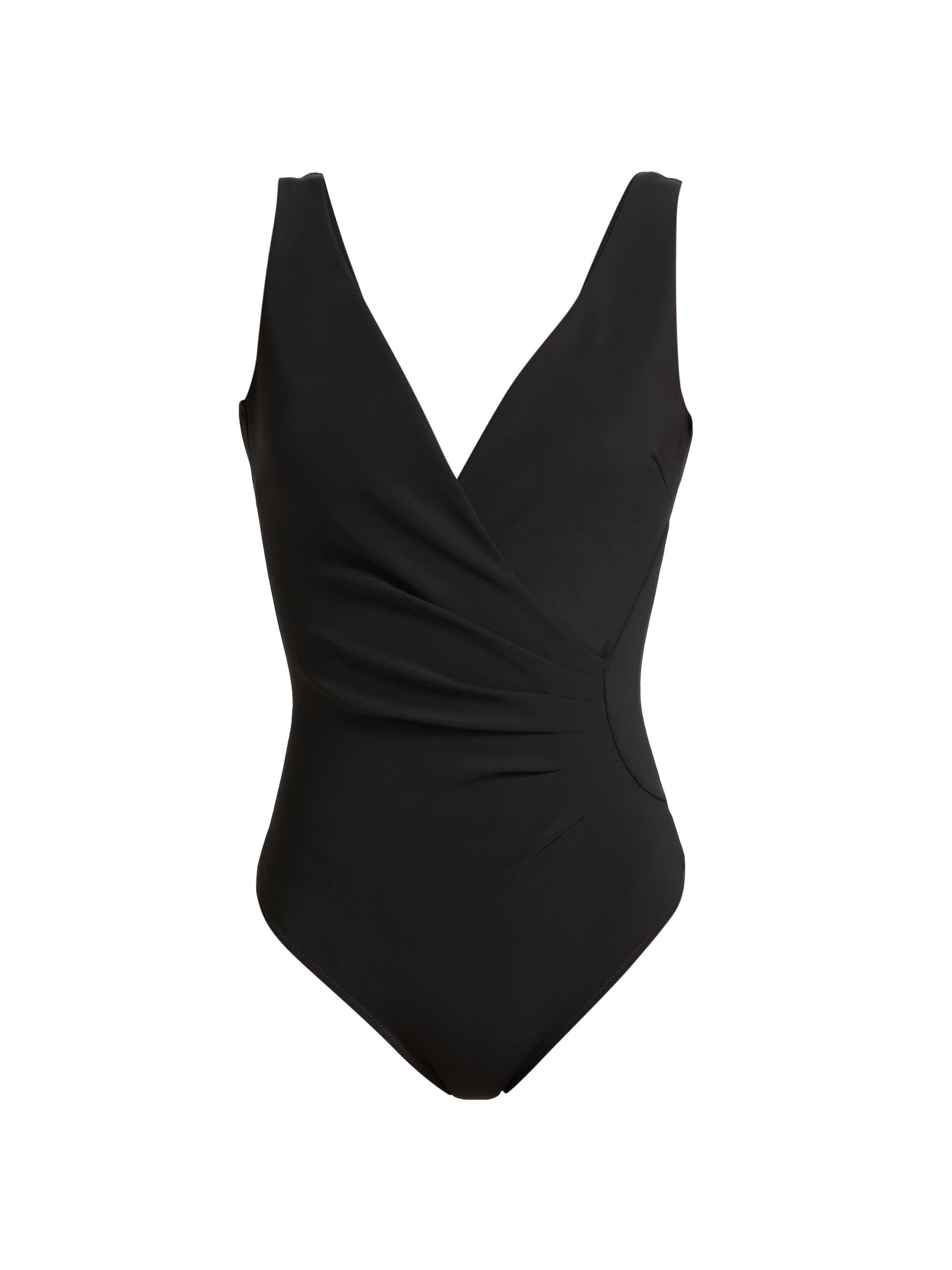 Chiara Boni La Petite Robe Women's Verde Surplice One-Piece Swimsuit - Black