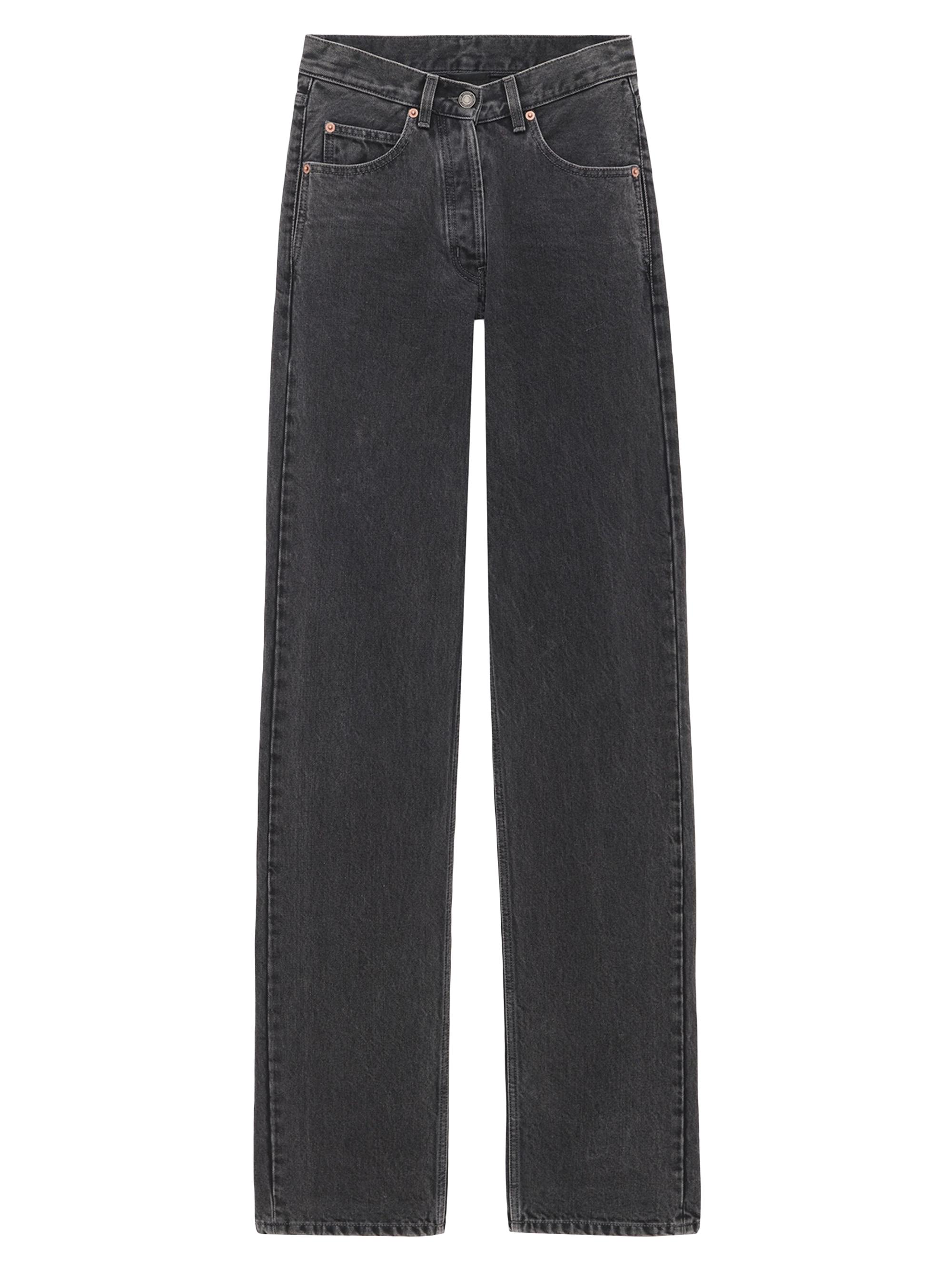 Saint Laurent Women's V-Waist Long Baggy Jeans in Denim - French Black