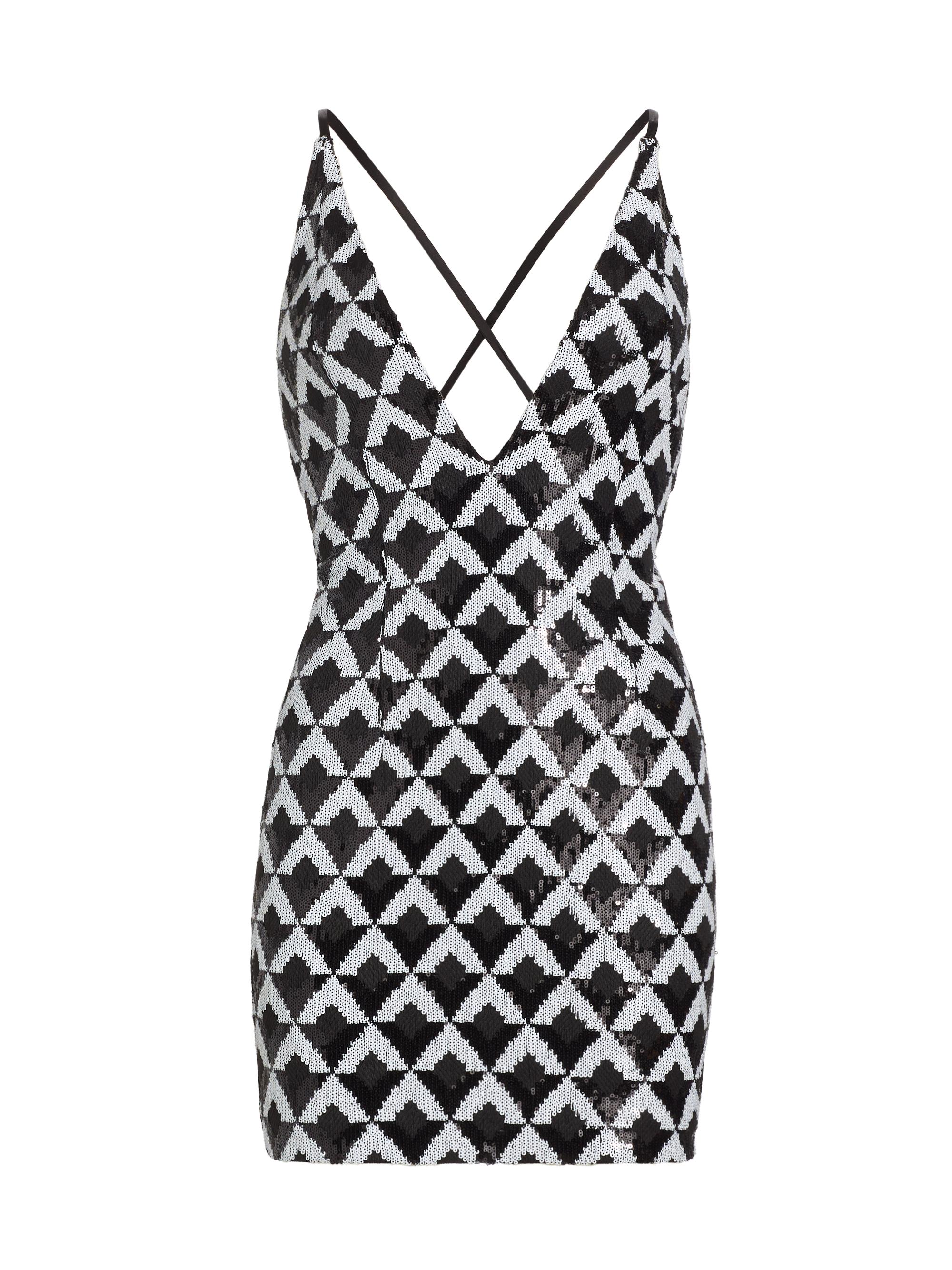Ramy Brook Women's Berkley Geometric Sequined V-neck Minidress - Black Check Mate