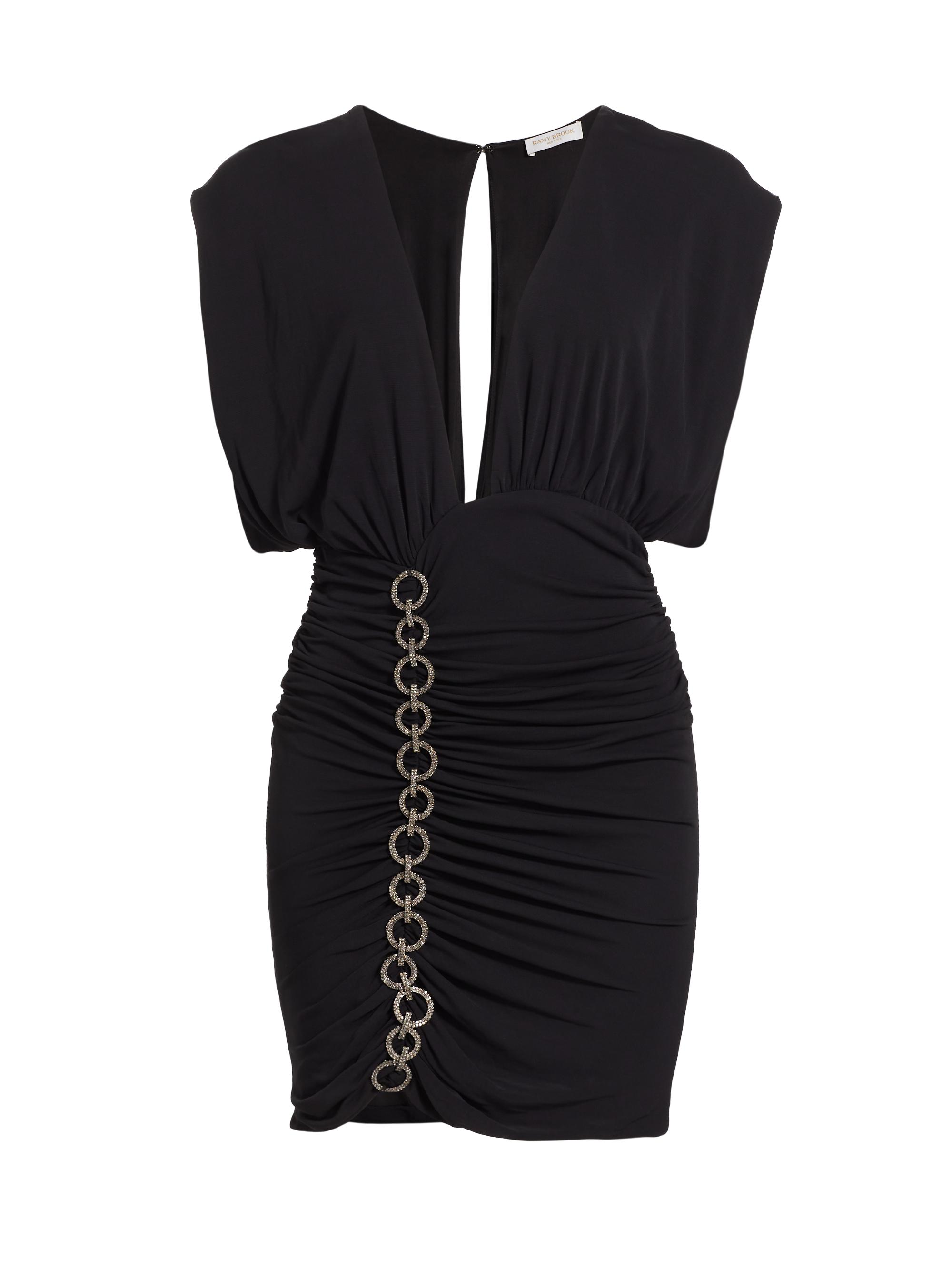 Ramy Brook Women's Aubrie Crystal-Accented Ruched Minidress - Black