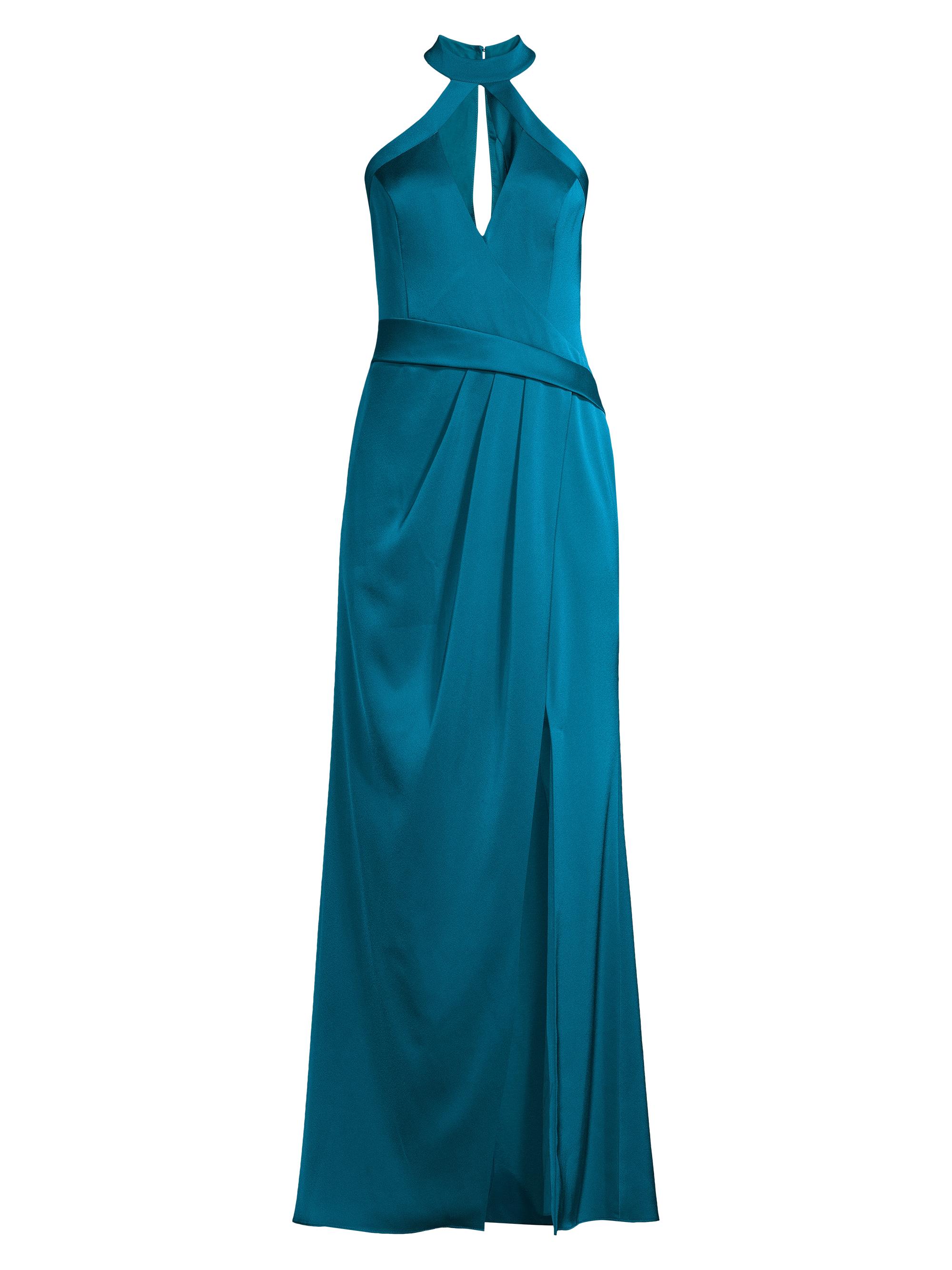 Liv Foster Women's Draped Satin Halterneck Gown - Peacock